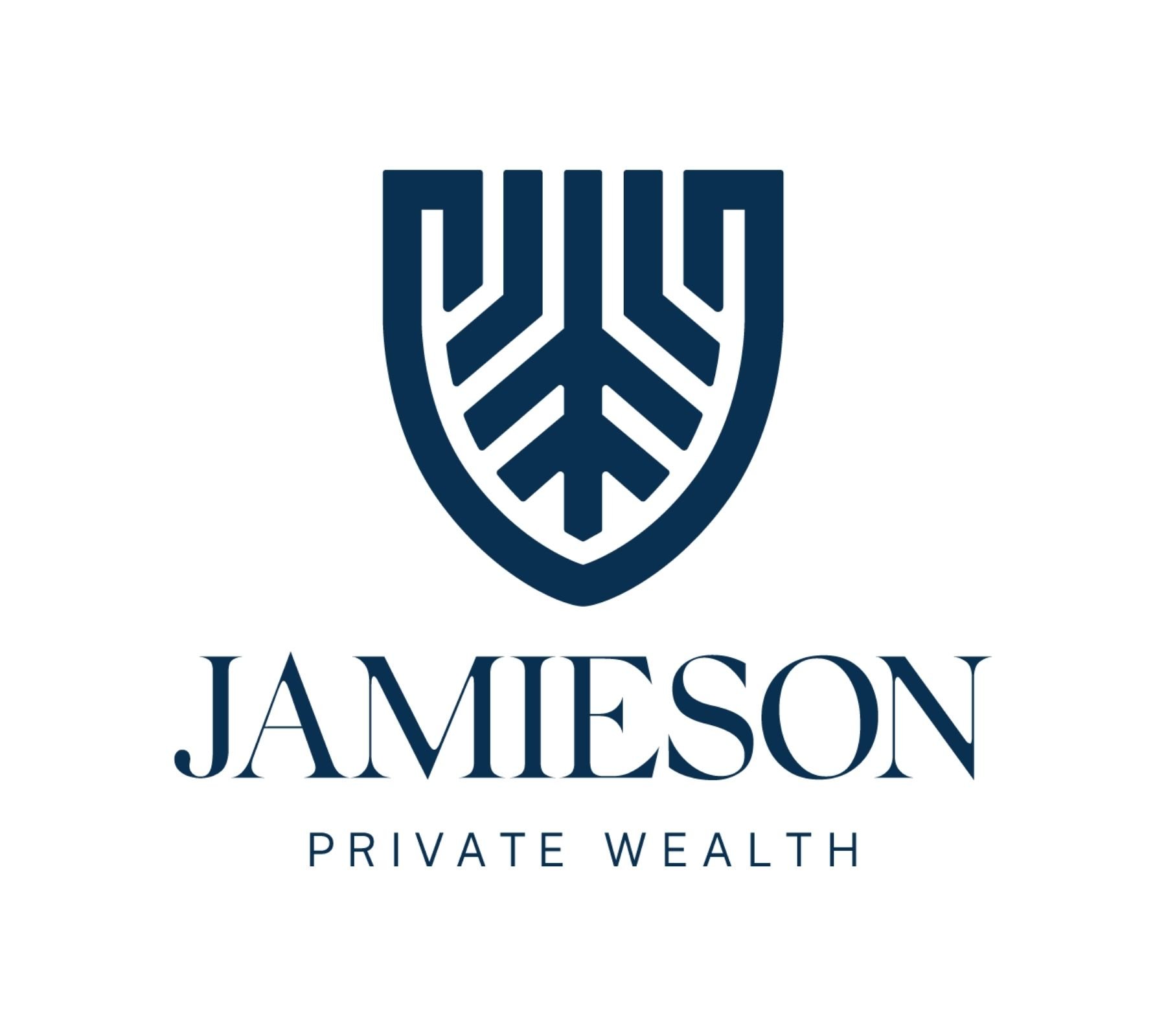 Logo for Jamieson Private Wealth, featuring a stylized shield with geometric lines and the company name beneath.