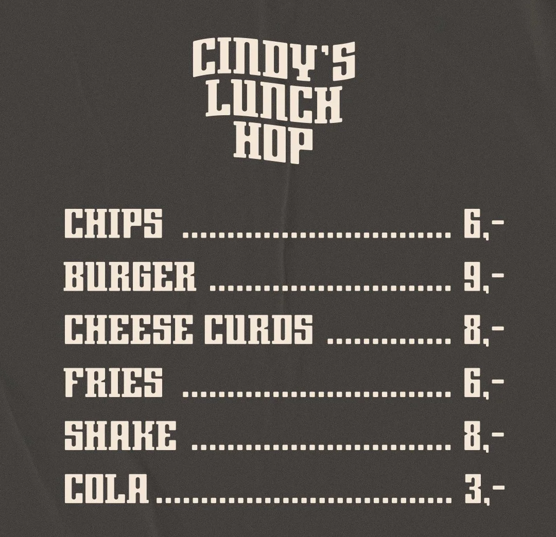 ANFCo Duronel font used in minimalist menu design concept showing classic lettering for branding and signage from The Abe Nehrer Font Company