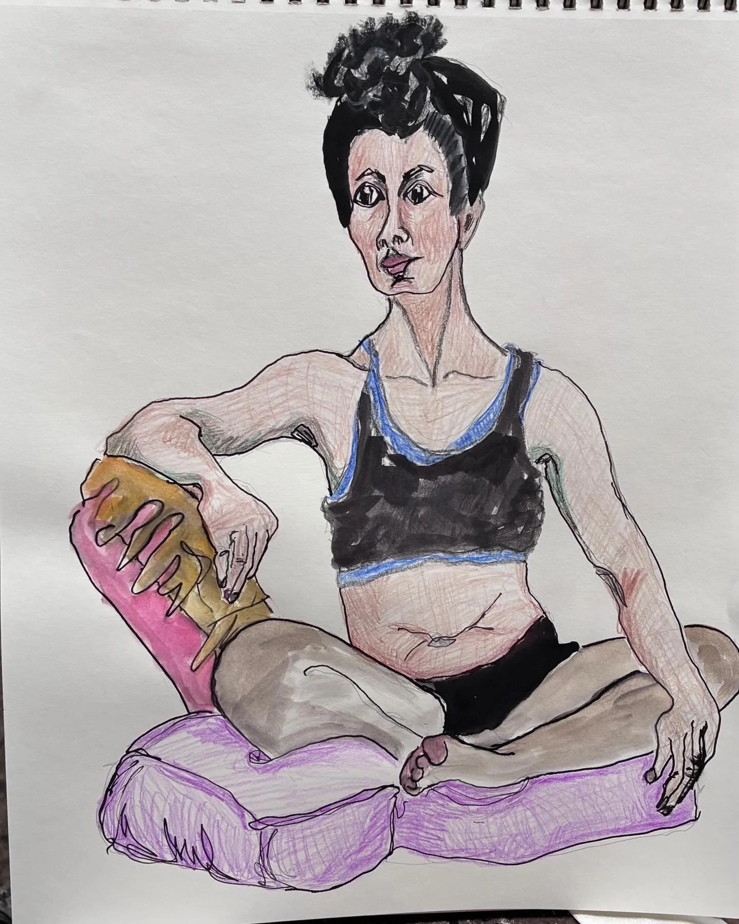 Hour pose using everything I had available. #paint #inkdrawingart #watercolouring #watercolorart #charcoaldrawing