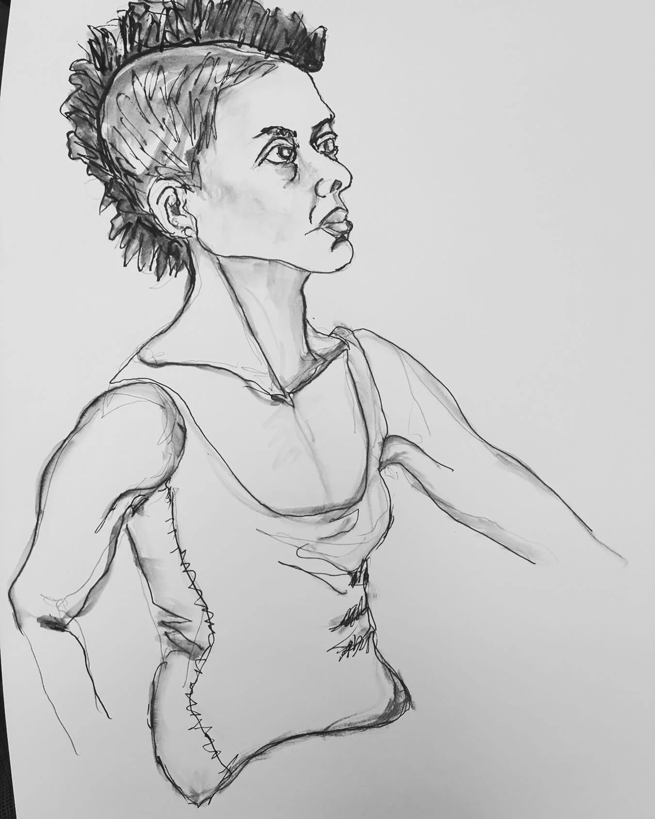 20 minute pose using my new salior pen on watercolor paper with waterpen wash. #pen #penart