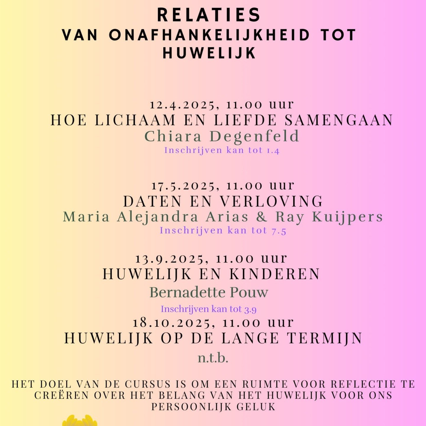 Interessante (levens)cursus over relaties &amp; huwelijk, waar ik ook mag spreken op zaterdag 12 april. Voor wie? Iedereen die ge&iuml;nteresseerd is! Zie hiernaast hoe/waar je je kan inschrijven. 

#liefde#lichaam#theologievanhetlichaam#hethuwelijki