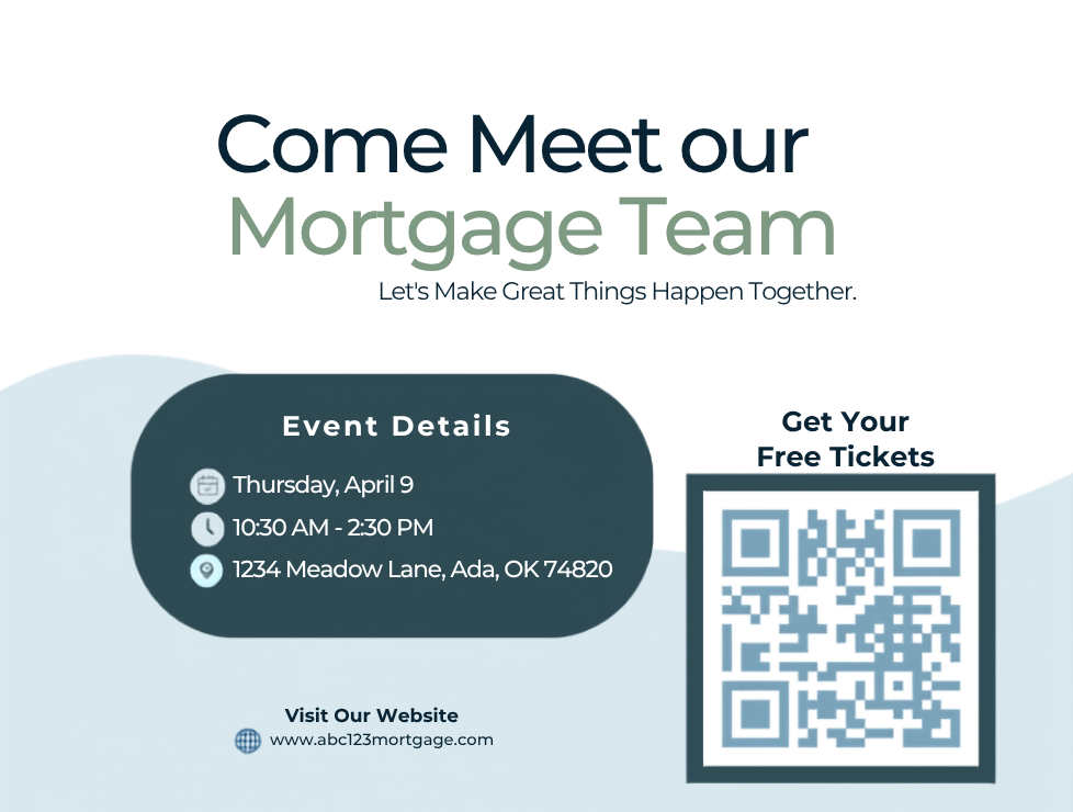 SMS invitation graphic created for a mortgage networking event campaign, encouraging Realtor registration through QR code and reinforcing event branding.