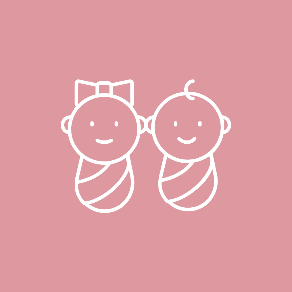 An illustration of two babies on a pink background