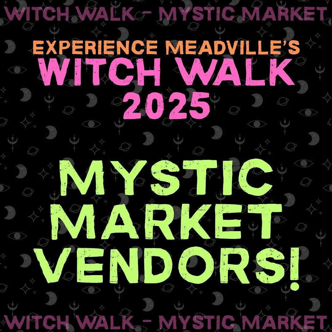 We had the honor of curating a truly incredible lineup of vendors for the @experiencemeadville Witch Walk tomorrow evening!  You won&rsquo;t want to miss these talented artisans- including some of our very own members: @brookebrace @wildheronphotogra