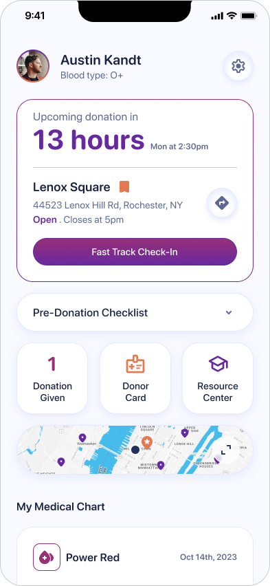 Vitalant app dashboard full