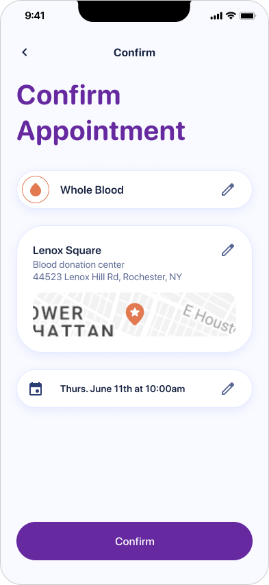 Vitalant app confirm appointment