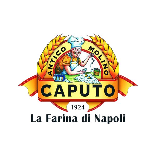 Logo Molino Caputo con figura di un cuoco che impasta, scritte "Antico Molino Caputo", "1924", e "La Farina di Napoli".