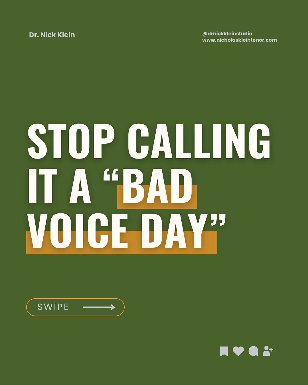 🎤 Singers: I bet you&rsquo;re guilty of this, too&hellip;

Stop calling it a &ldquo;bad voice day.&rdquo;
 Most of the time, your voice isn&rsquo;t &ldquo;bad&rdquo; &mdash; it&rsquo;s just different.

Your voice is part of your body, and your body 