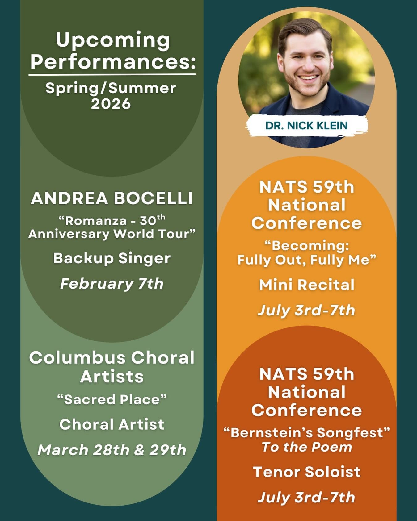 Big season energy ahead. 🎤✨

Spring and summer 2026 are shaping up fast, and I&rsquo;m excited to share some upcoming performance opportunities on the calendar. From national conferences to choral projects to a world tour, this stretch of the season