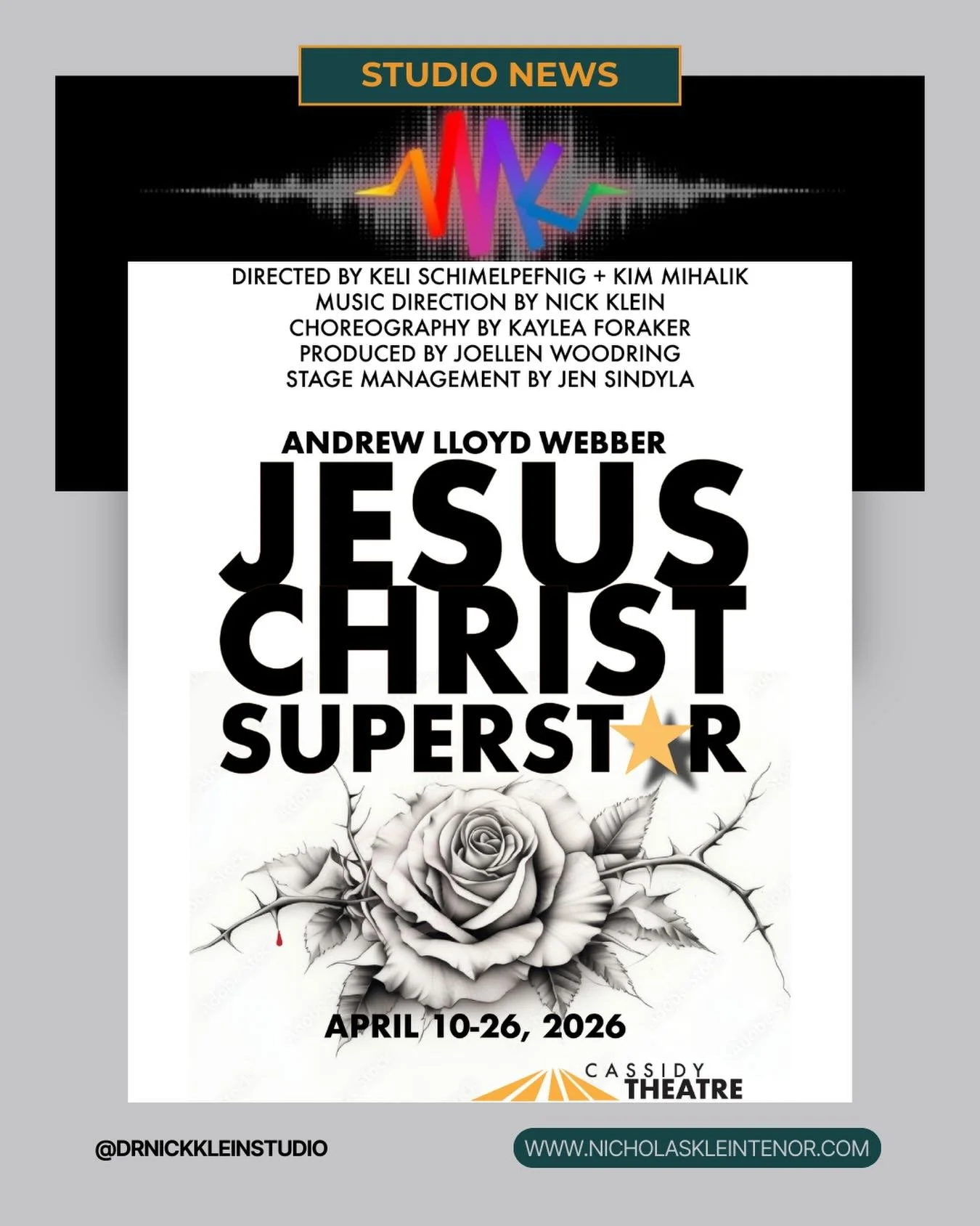 I&rsquo;m SO excited to share that I&rsquo;ll be Music Directing Jesus Christ Superstar @cassidytheatre 🎸✨

This show has one of the most iconic rock scores in musical theatre, and I can&rsquo;t wait to start building the musical world of this produ