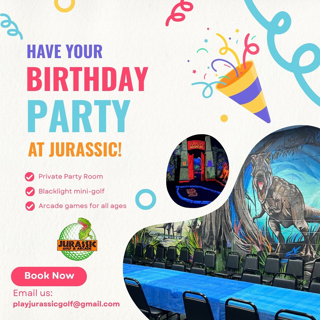 Summer parties are booking quickly! Email us today to reserve your spot 🦖⛳️ #minigolf #arcade #belairmd #birthdayparty