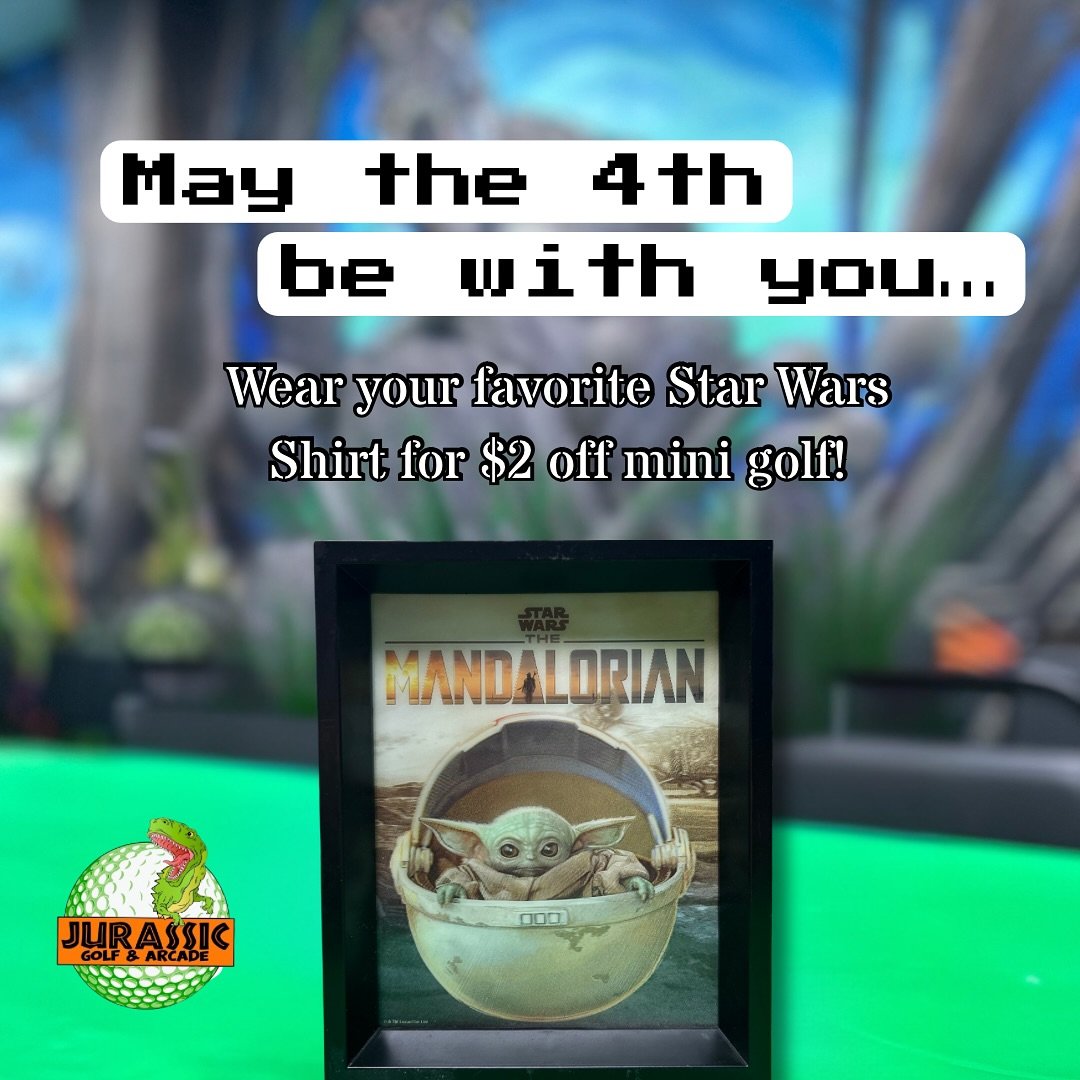 Wear Star Wars gear today and play golf for $2 off! Plus, check out some of our new Star Wars redemption prizes 🎮 #maytheforthbewithyou #minigolf #arcade