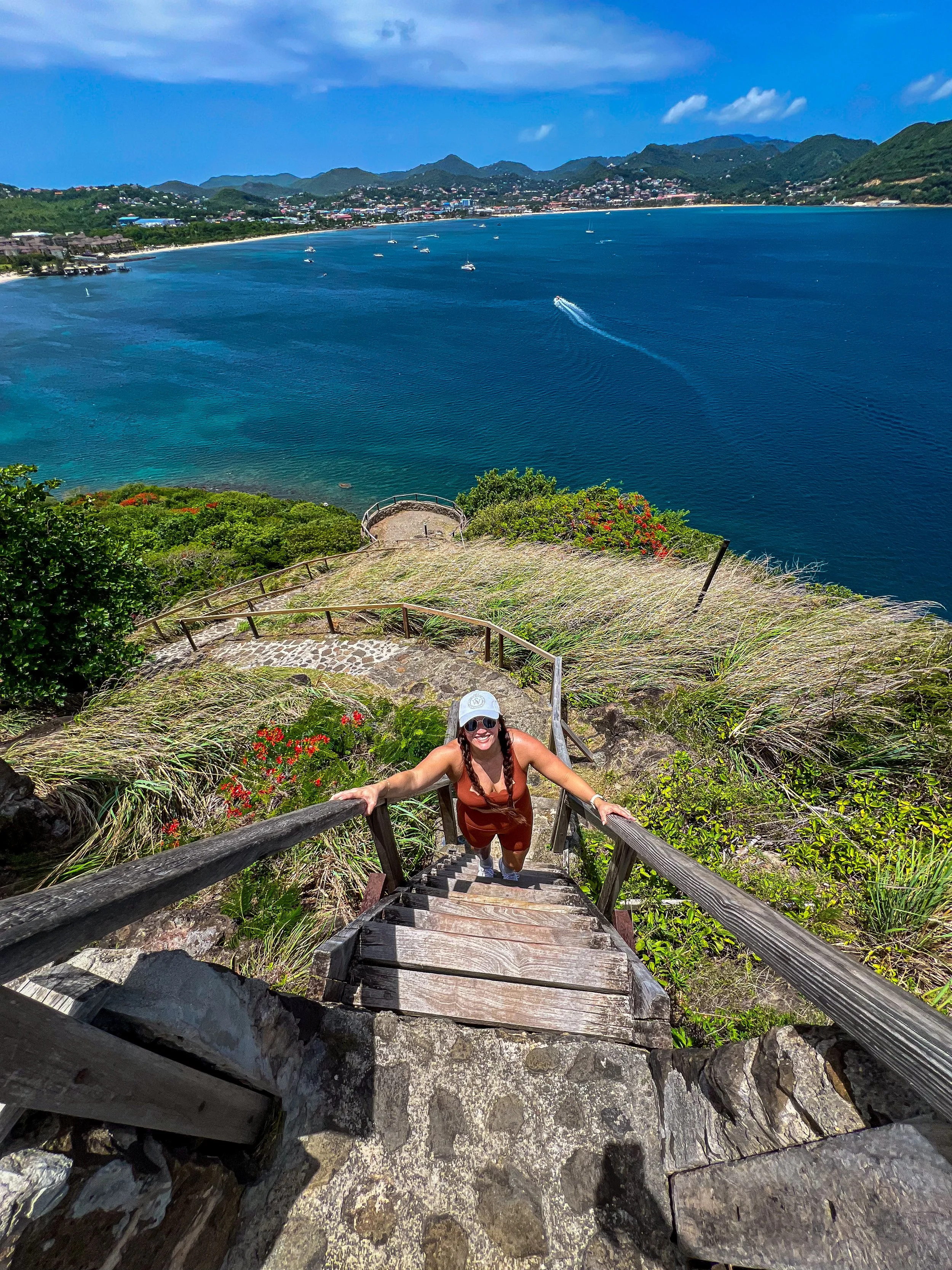 Pigeon Island National Park hiking trail with coastal views