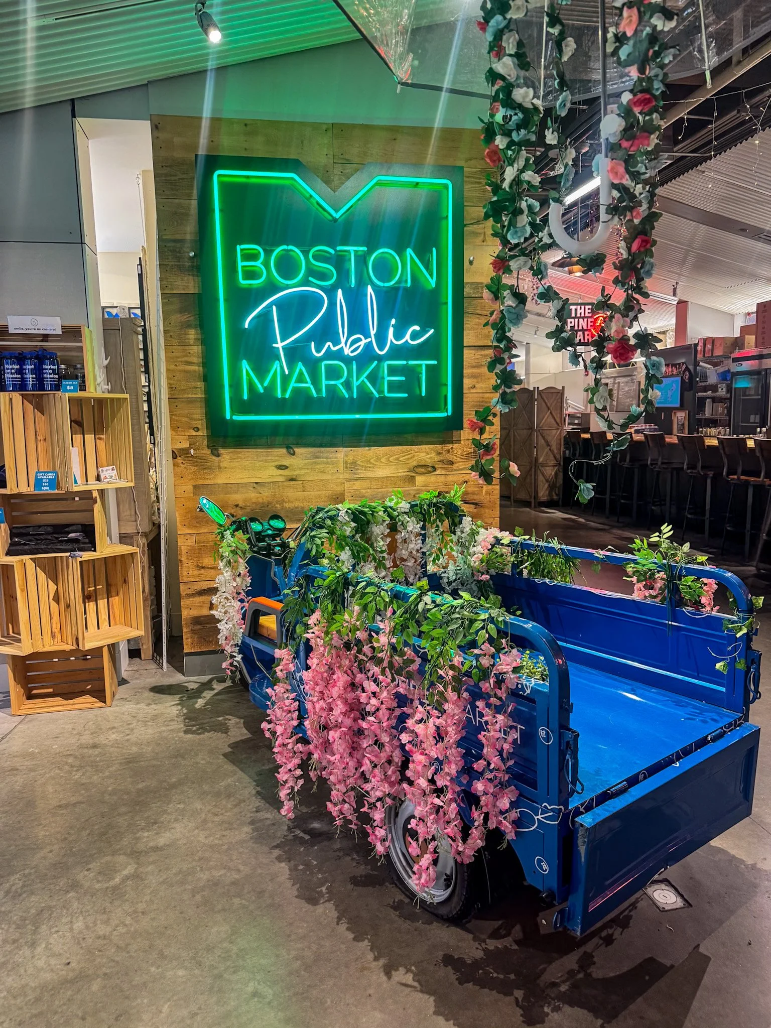 Boston Public Market on a rainy day in Boston