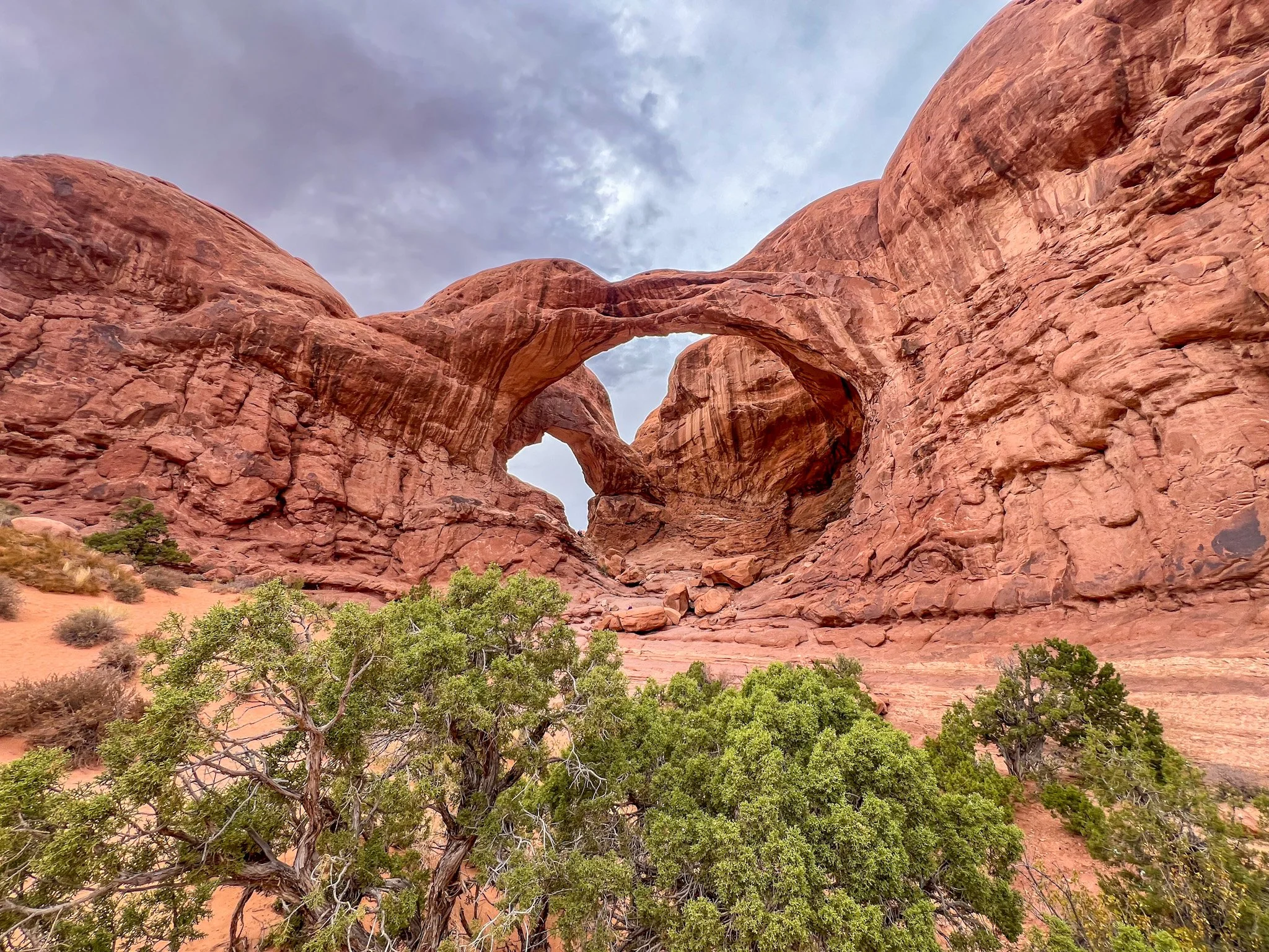 Double Arch towering rock formations – Top 5 Stops in Arches National Park