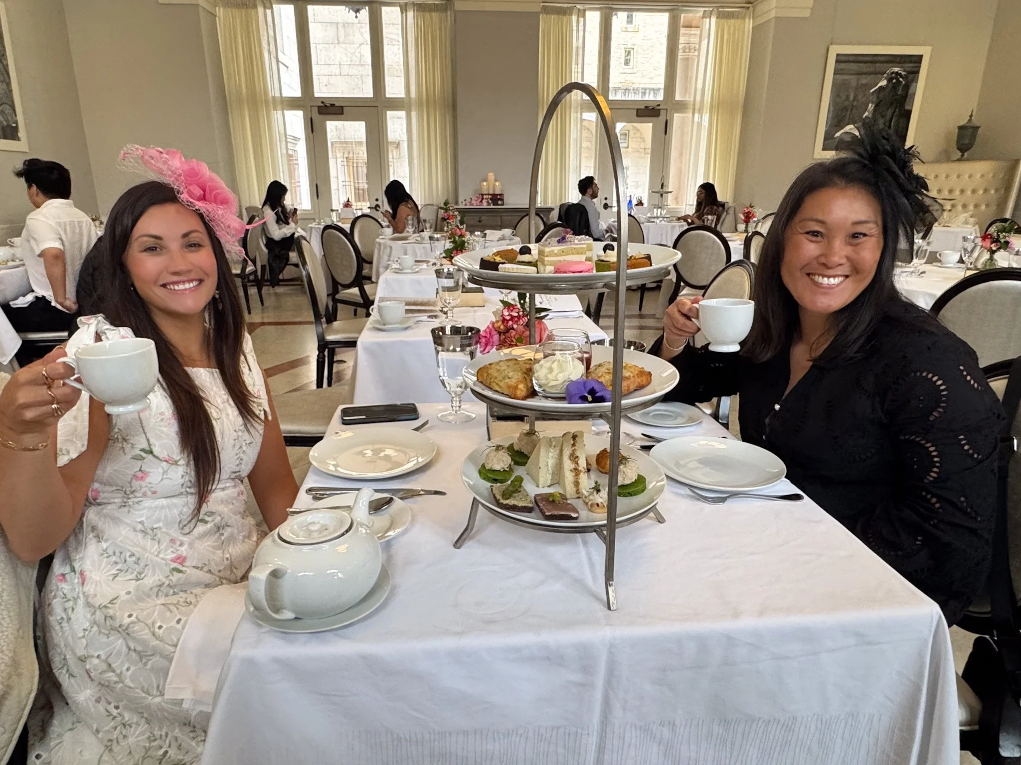 Afternoon tea at the Boston Public Library courtyard on a rainy day in Boston