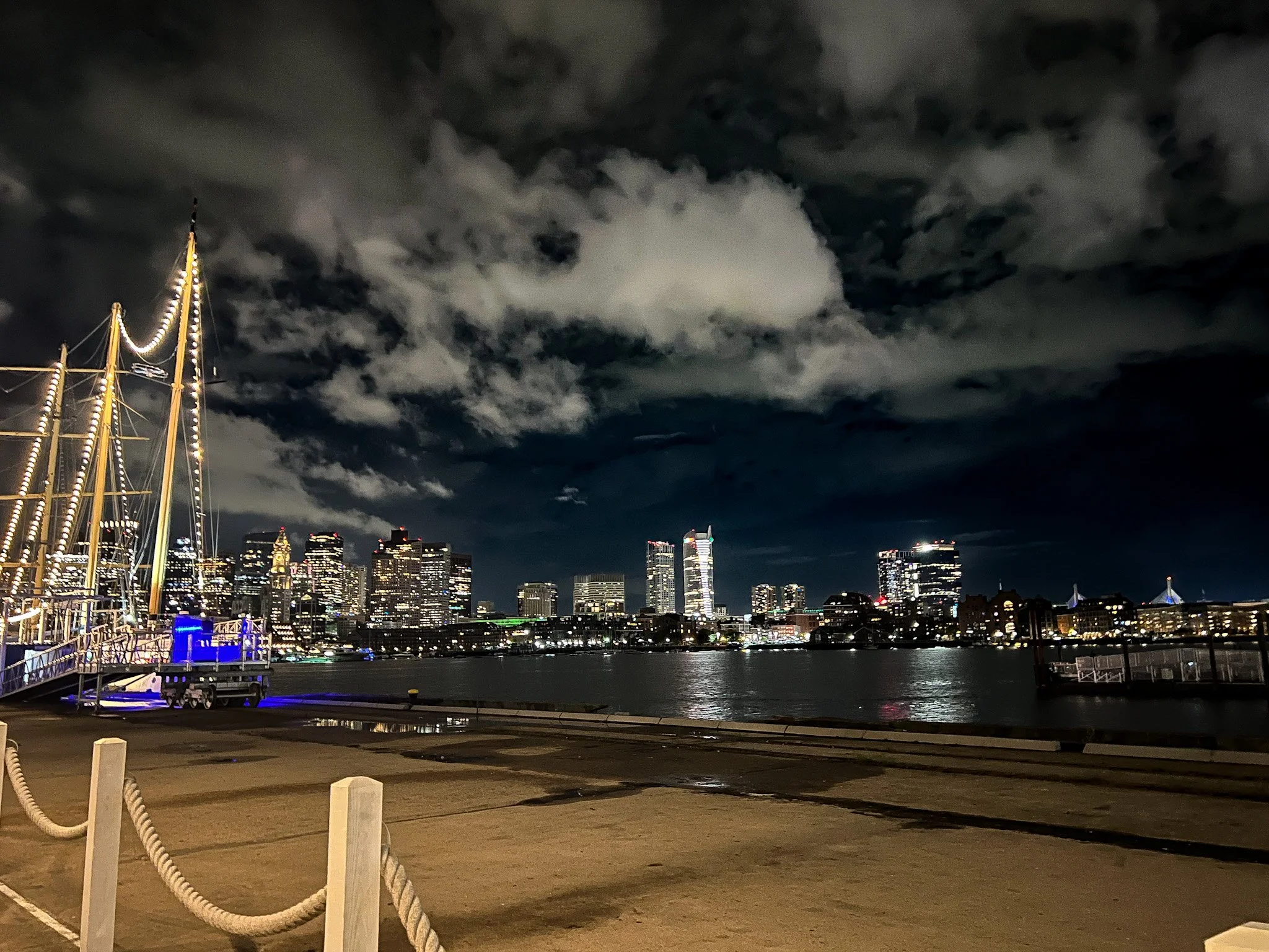 Boston Harbor The Tall Ship at Night
