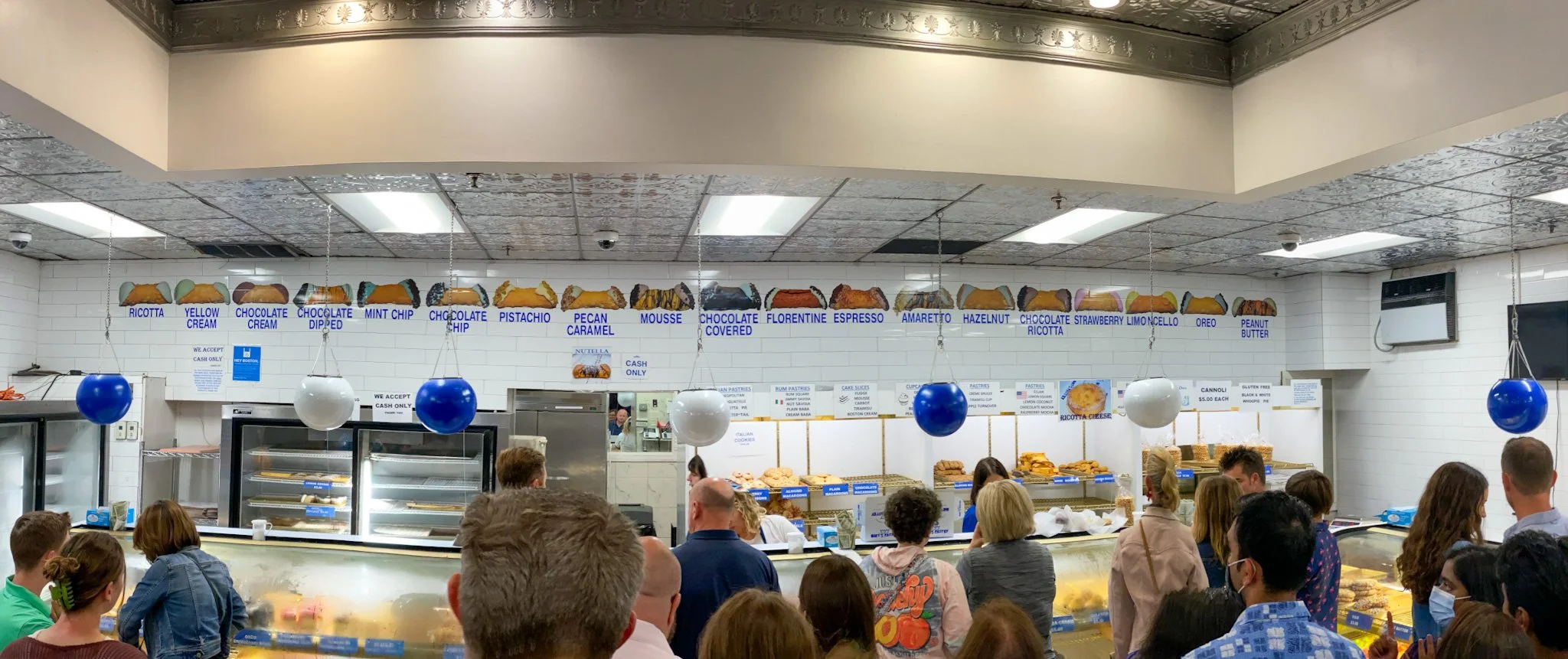 Mike’s Pastry blue and white box in Boston’s North End