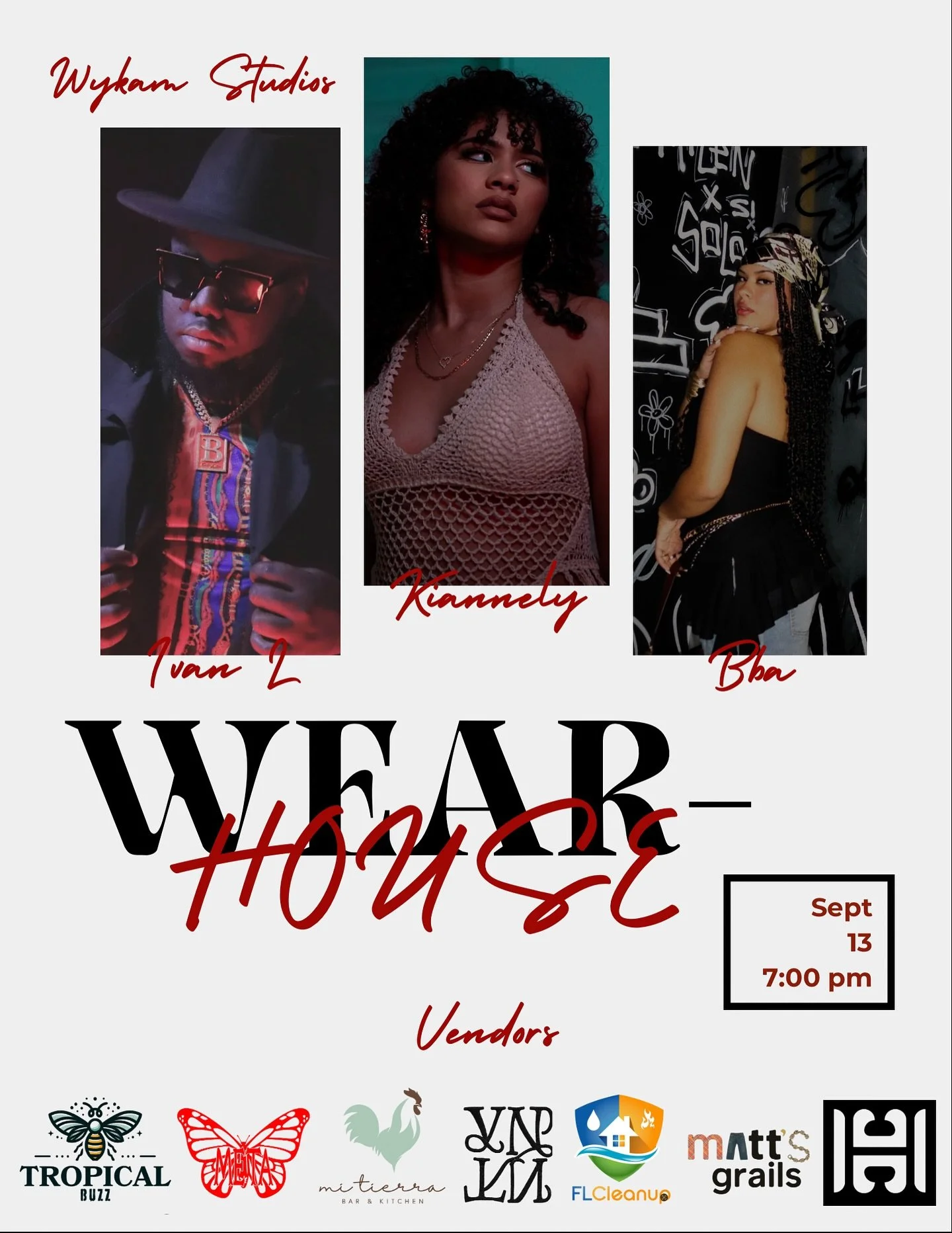 ✨ Step into the WEAR-HOUSE ✨
A night of fashion, music, and community at Wykam Studios 🎶👗

🔥 Featuring a fashion show with unique pieces you won&rsquo;t see anywhere else.
🎤 Live performances by Ivan L, Kiannely &amp; Bba
🛍️ Vendors bringing the