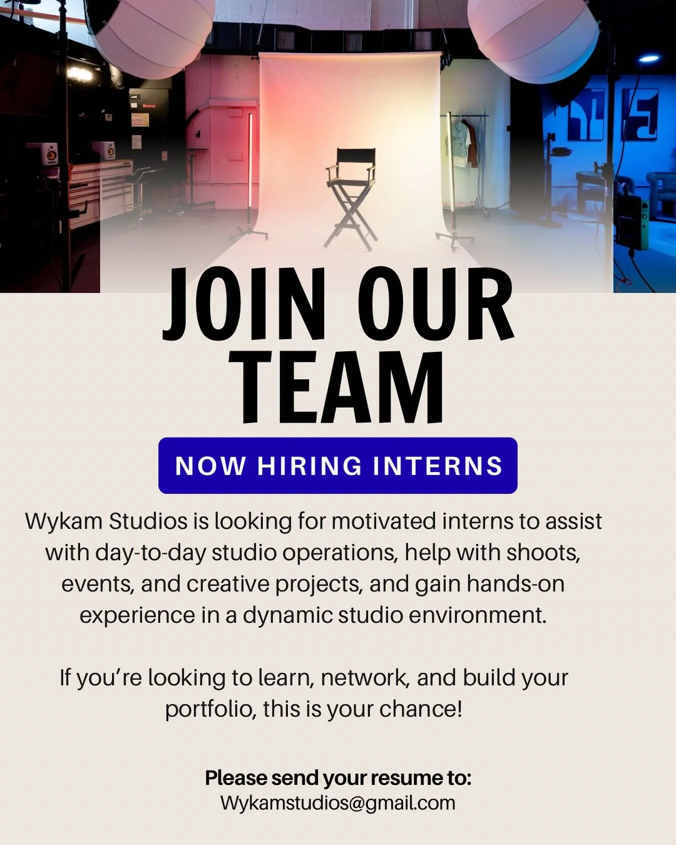 We’re looking for motivated interns to join the WYKAM Studios team! 🎬 If you’re passionate about photography, podcasts, events, or content creation — this is your chance to gain hands-on experience and grow in a creative environmen