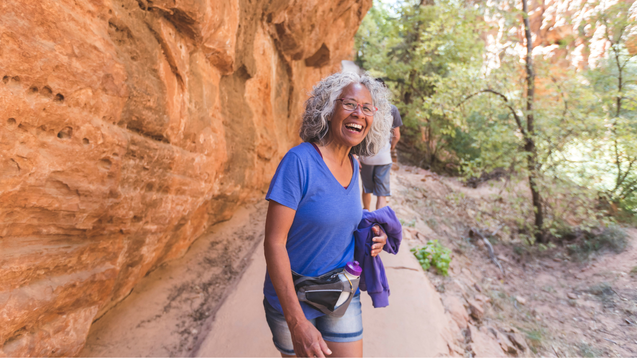 woman with perimenopause being active outdoors