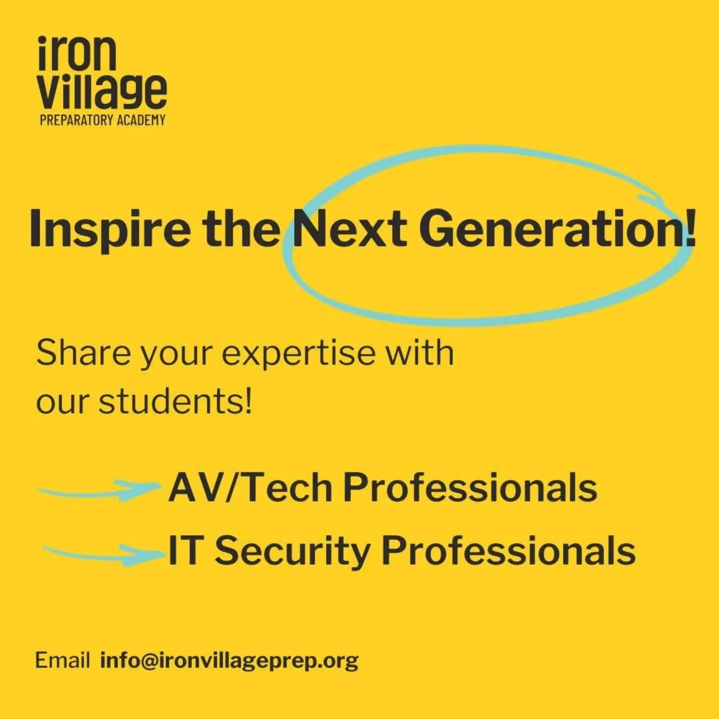 We&rsquo;re looking for AV/Tech and IT Security professionals to join our Pathways program this January! 🎓✨

Spend 30&ndash;45 minutes inspiring our K&ndash;8 students, sharing your career journey, and giving them a glimpse into the world of technol