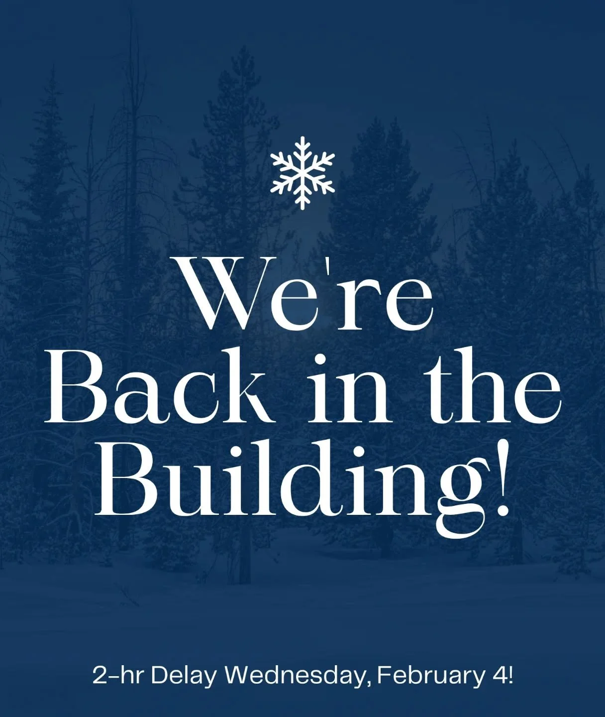 WE&rsquo;RE BACK! 🍎

We can&rsquo;t wait to see everyone back in the building this Wednesday! To help everyone transition smoothly, we will be on a 2-hour delay.

⏰ Doors Open: 10:30 AM

🔔 School Starts: 11:00 AM

See you soon! 🎒✨