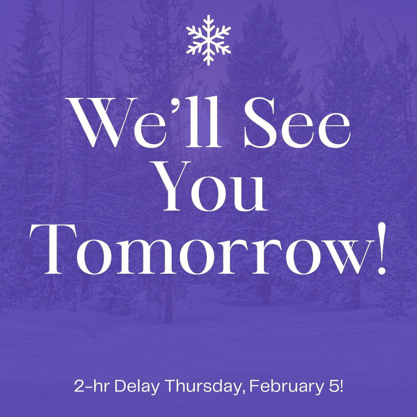 ❄️ Schedule Update &ndash; Thursday ❄️

We&rsquo;re happy to share that conditions are improving! That said, out of an abundance of caution, Iron Village Preparatory Academy will operate on a 2-hour delay again tomorrow.

🕥 Doors open at 10:30 AM
🕚