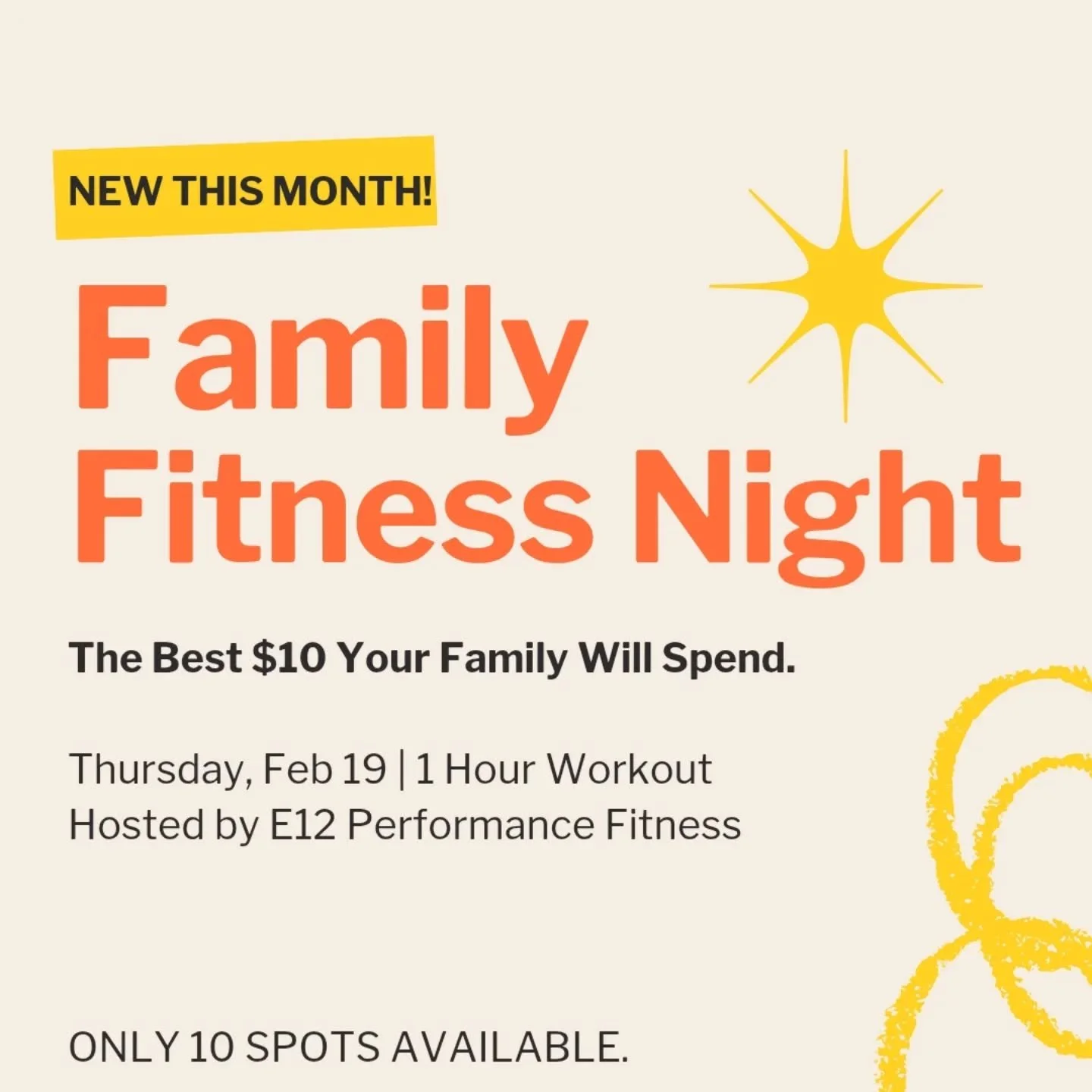 Looking for a way to get the whole crew moving without breaking the bank? 

Iron Village Prep is teaming up with E12 Performance Fitness to host an exclusive Family Fitness Night next Thursday, Feb 19th! Whether you want to jumpstart a healthy routin