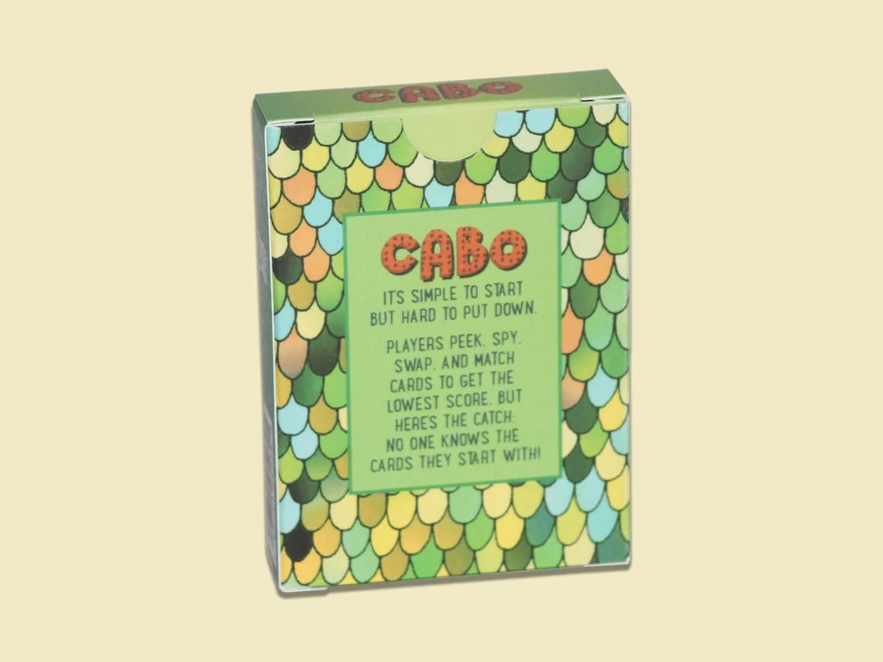 Back side of USA version Cabo card game box