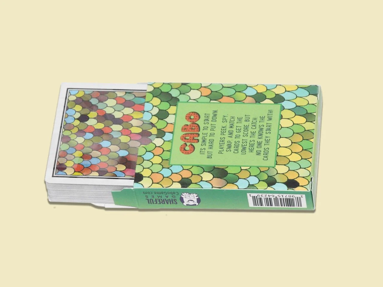 Cabo card decks for sale - photo of cards partly slid out from box