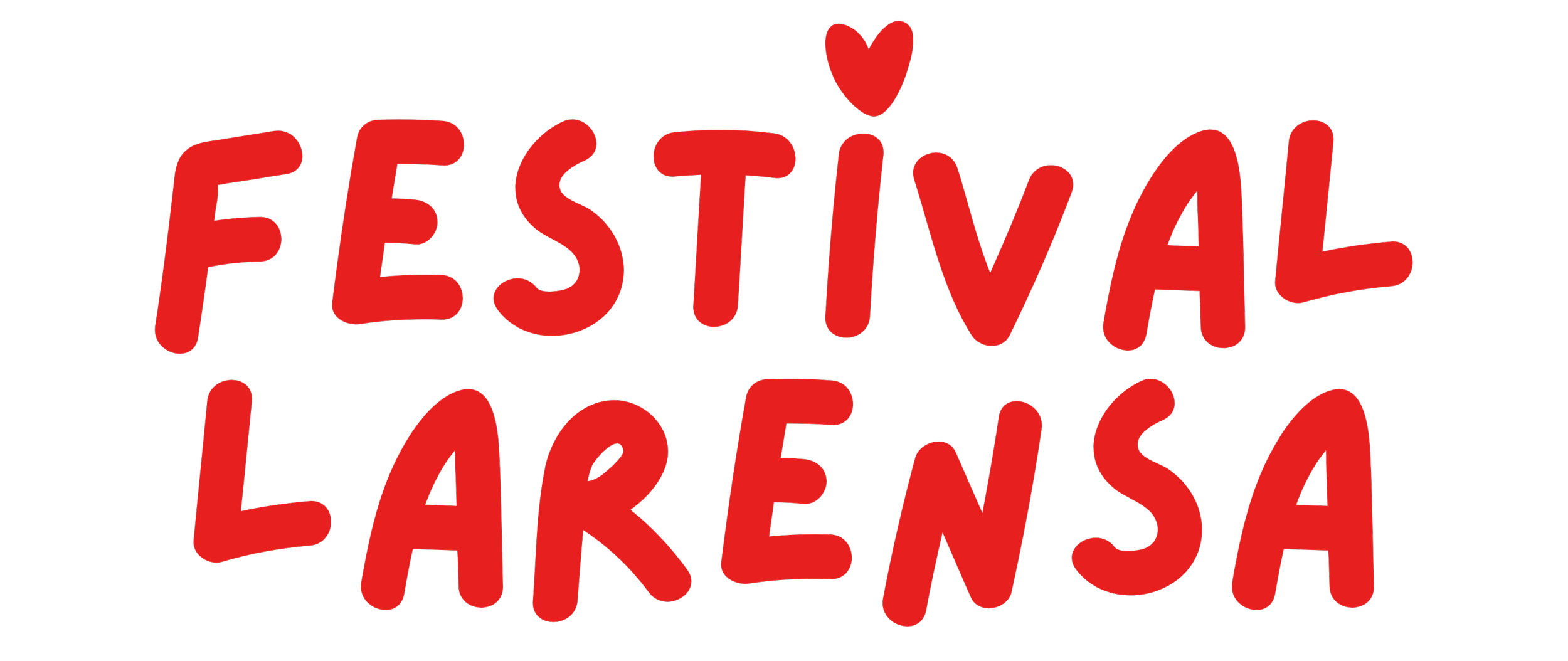 Red text reading 'Festival LARENSA' with a small heart over the 'i', on a black background.