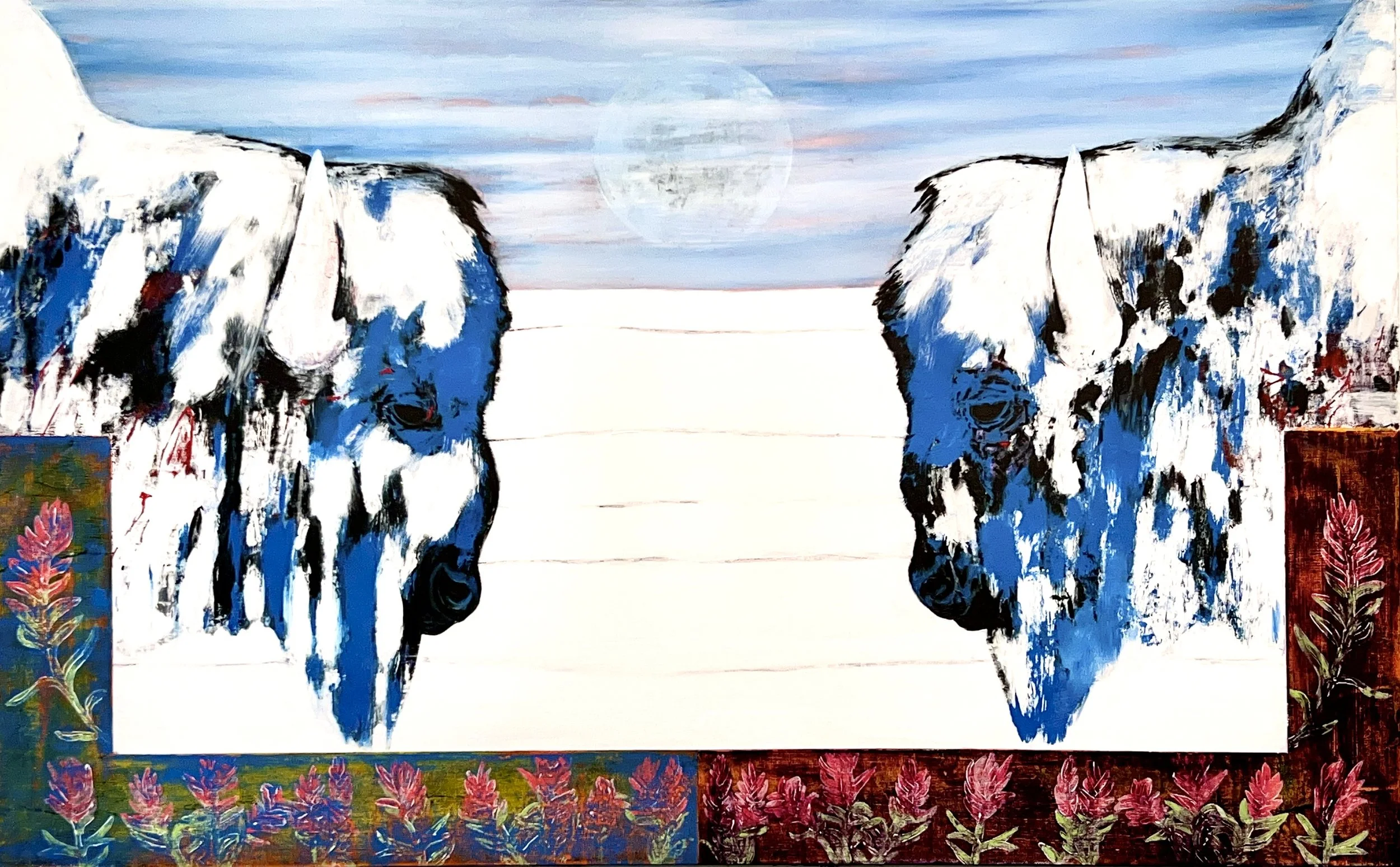 "On Earth..."  48"x 36" Bison & Indian Paint Brush