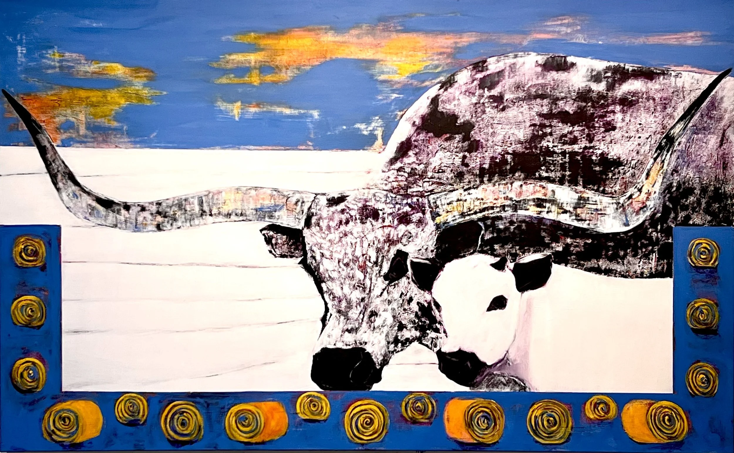 "Longhorn D'Lux With Calf"  48"x30"