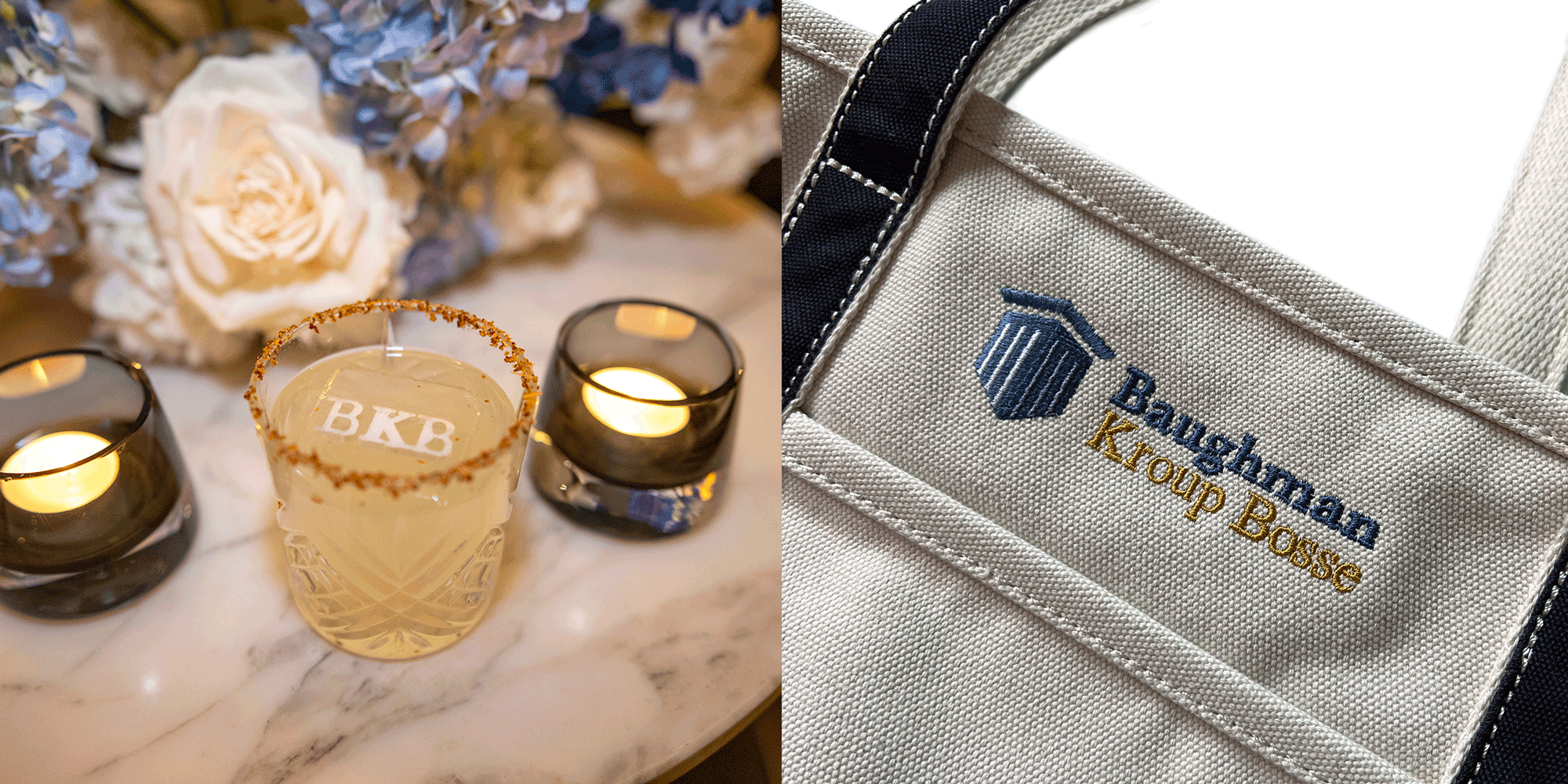 Collateral and gift bag swag designed for BKB’s brand launch party