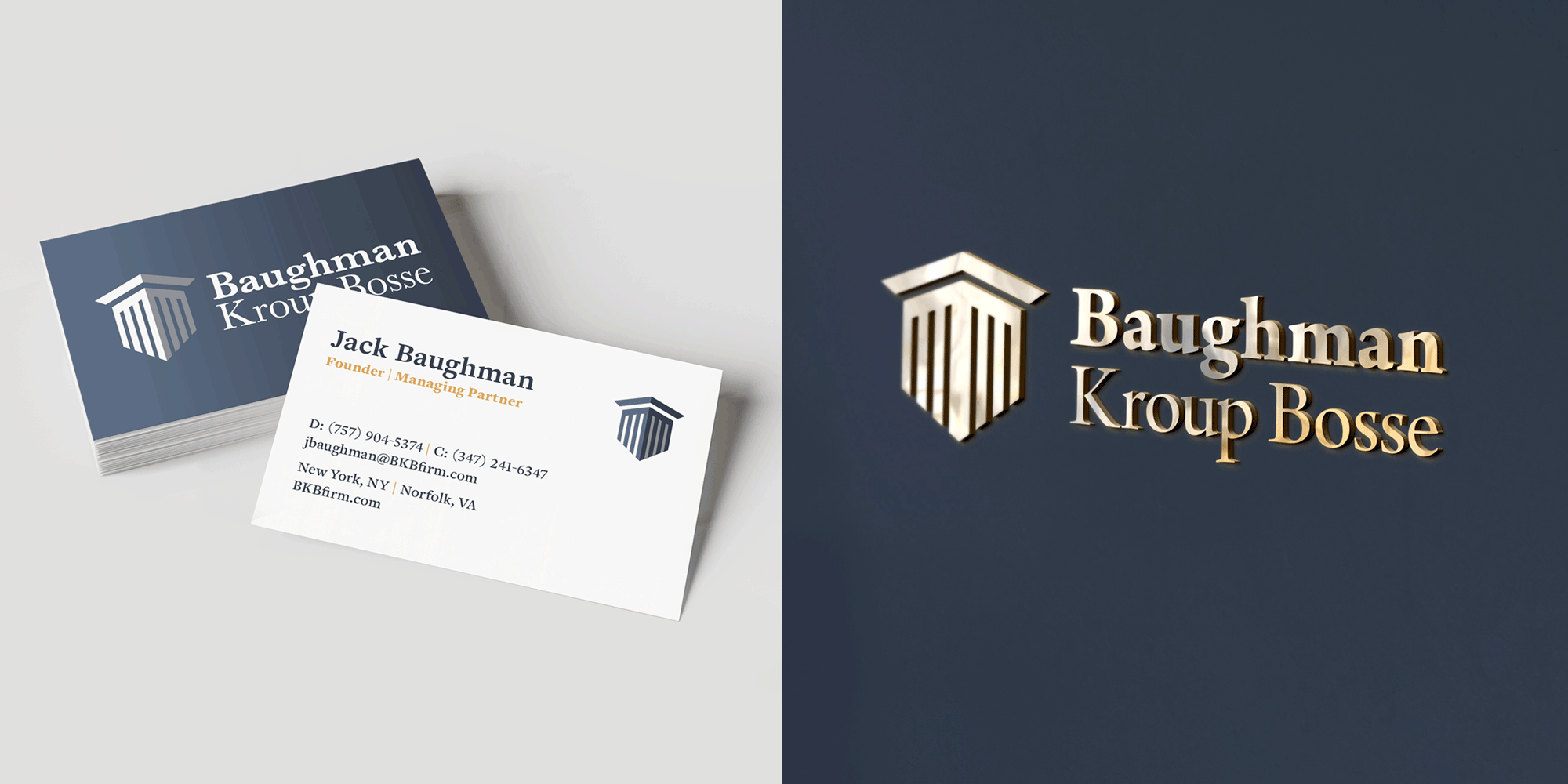 Rotating animation of BKB collateral, including office signage and business cards