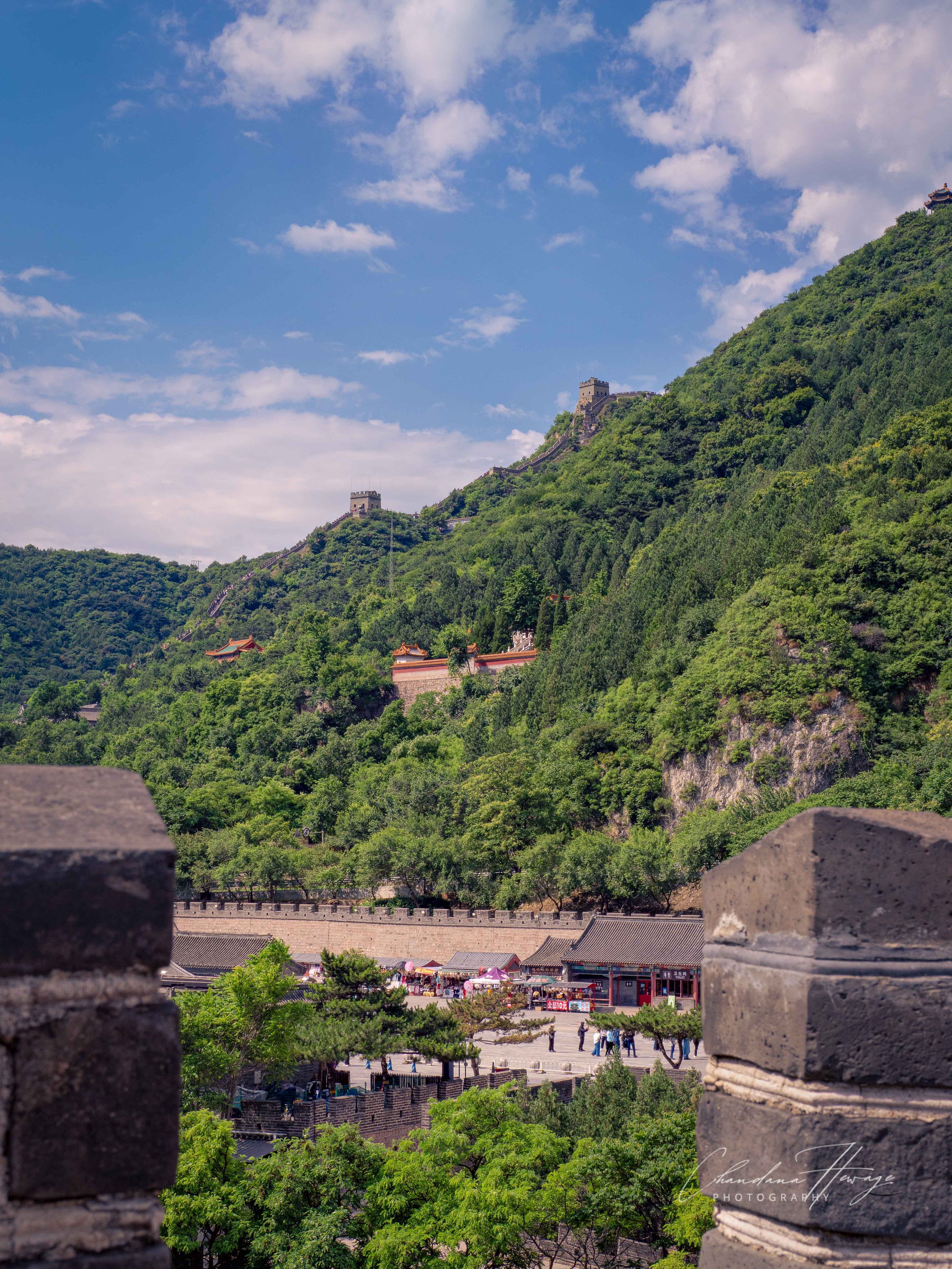Another part of the Juyongguan Great Wall loop with watchtowers at an angle.
