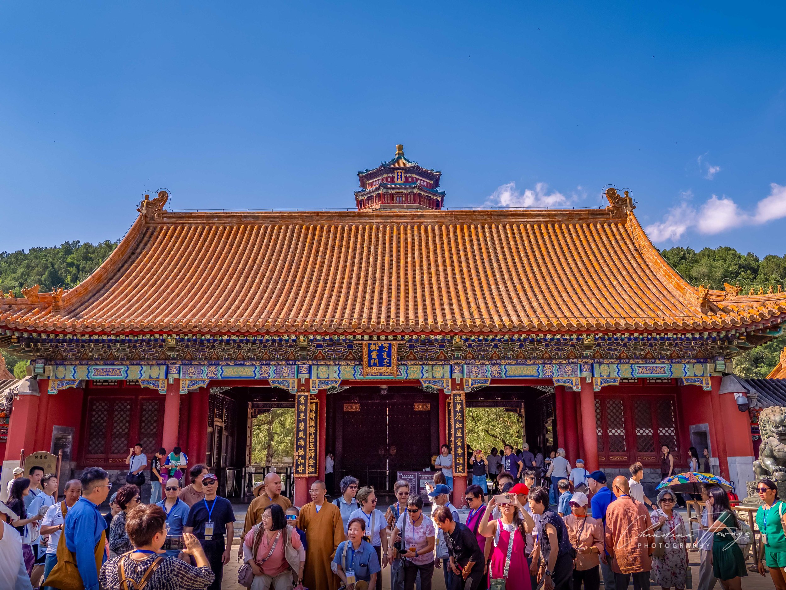 The Grand Gate of Dispelling Clouds (Paiyunmen), which serves as a monumental entrance leading to the formal, religious axis to the Longevity Hill. The courtyard of the Hall of Dispelling Clouds was used heavily by the Empress Cixi (The Dragon Lady) 