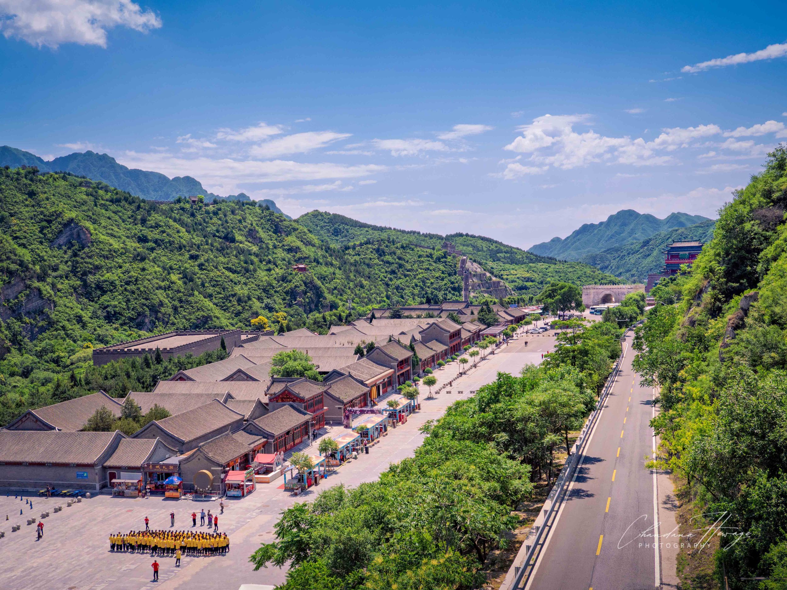A view of the courtyard and the road from the Wall.