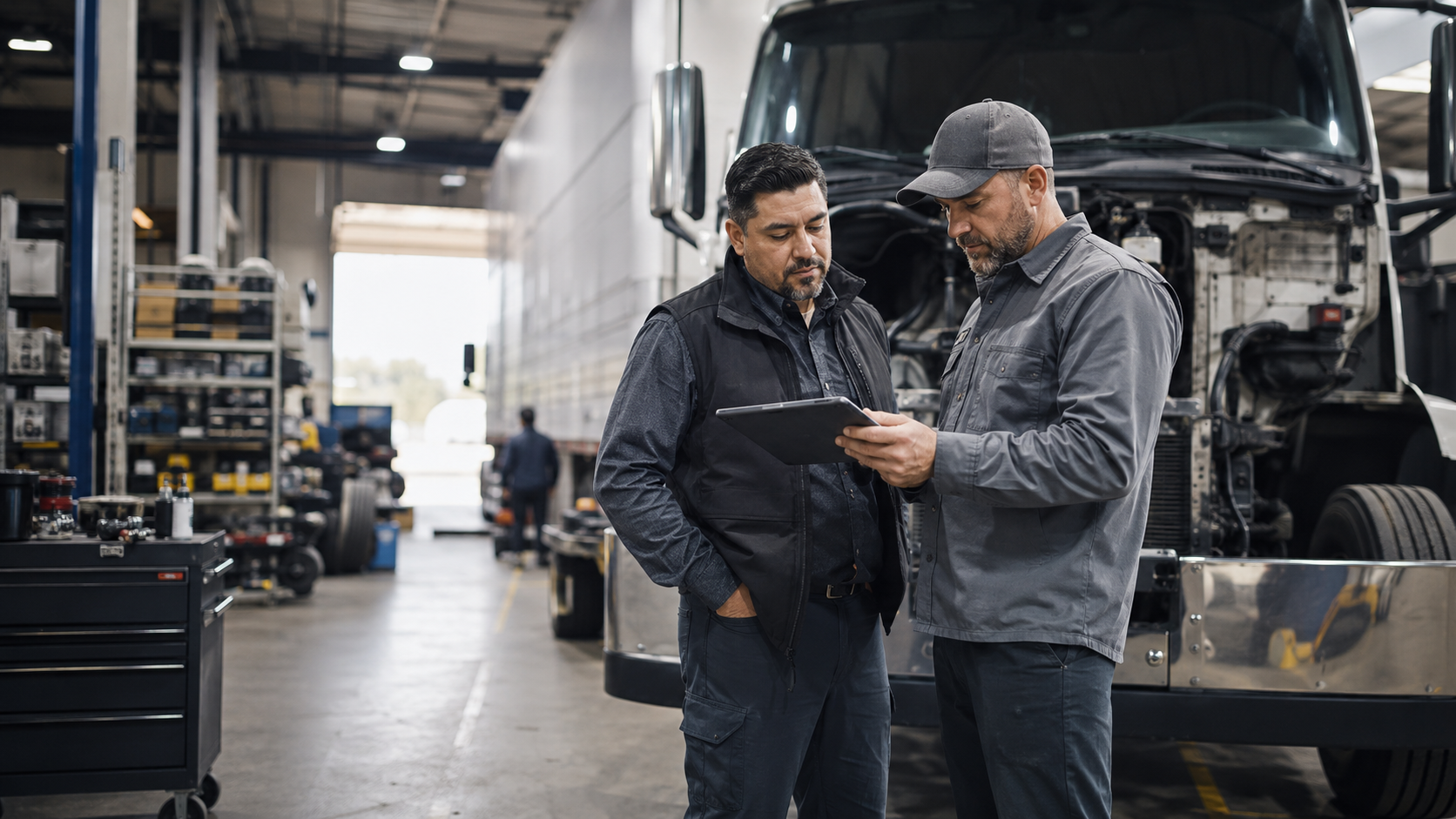 Technicians consulting AVM