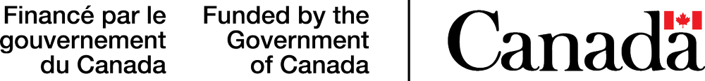Text in black and red displaying 'Financial support from the Government of Canada' and the word 'Canada' with a small Canadian flag.