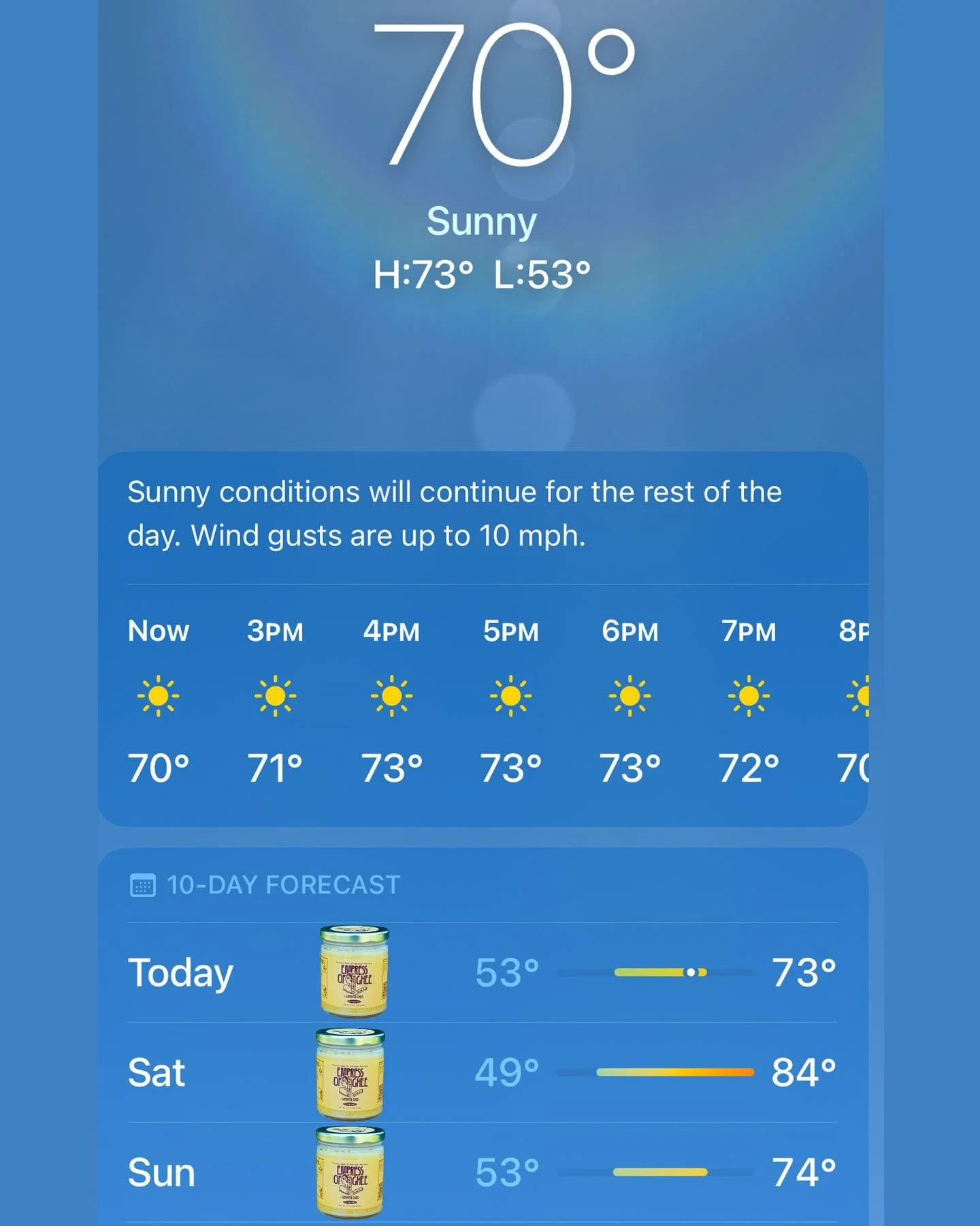 your weekend forecast 🤠 🌡️

there&rsquo;s something very exciting coming up on the Empress of Ghee horizon and we can&rsquo;t wait to share it with you 💝