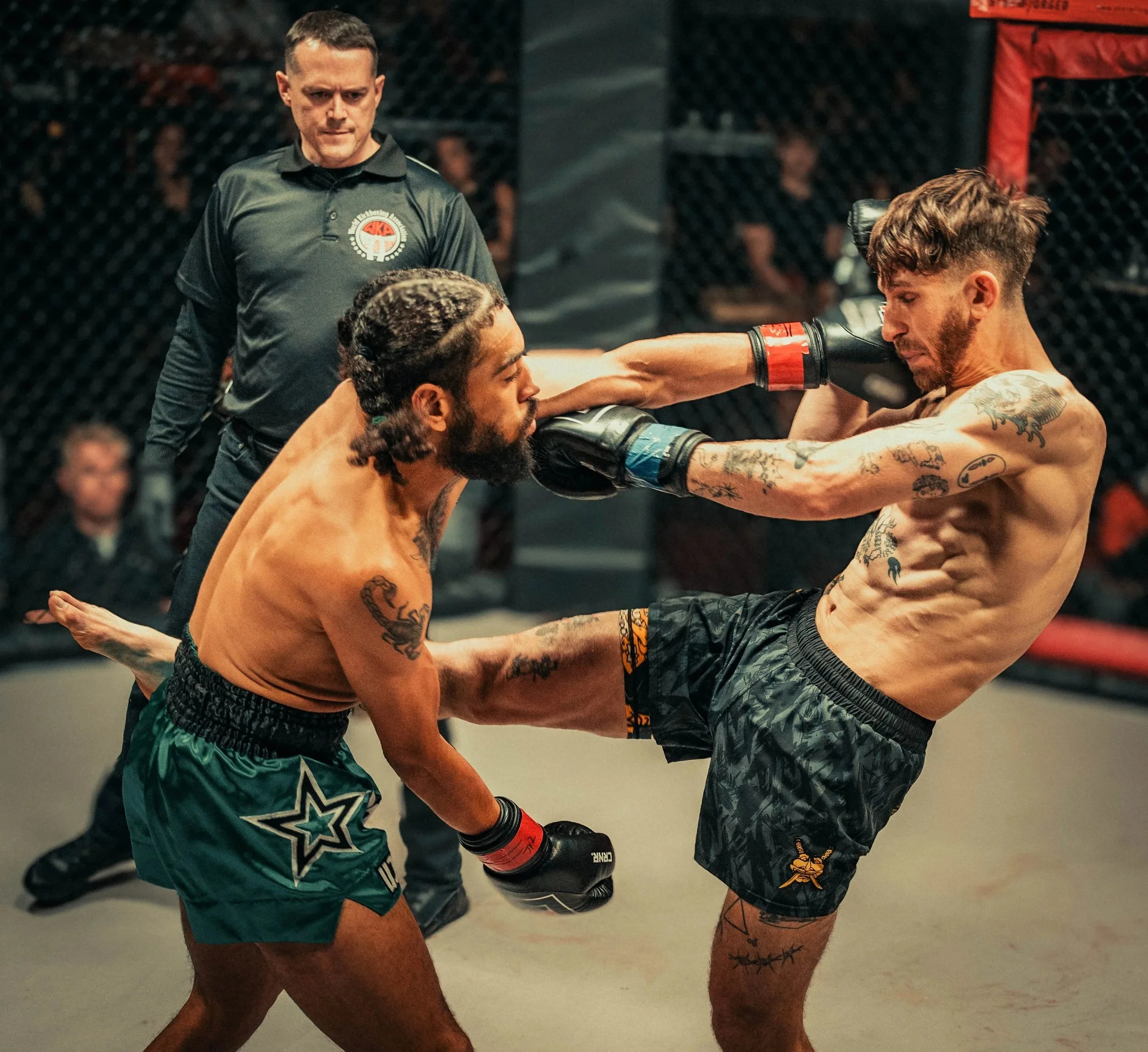 Coach Ben lands a kick during his WKA Maryland 145lb state title win in December 2025.