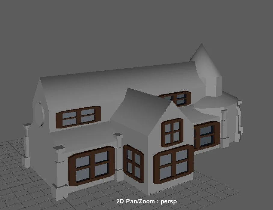 Large house model made using Maya for group project (without texture)