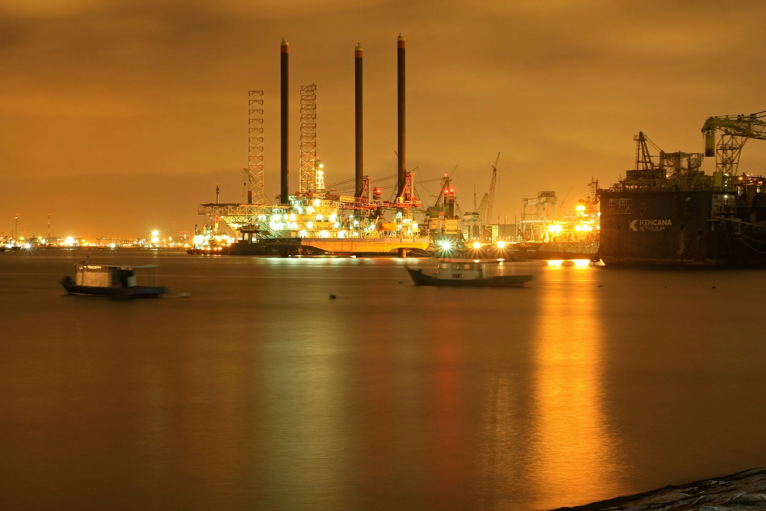 port authority and marine workers on the job in the harbor
