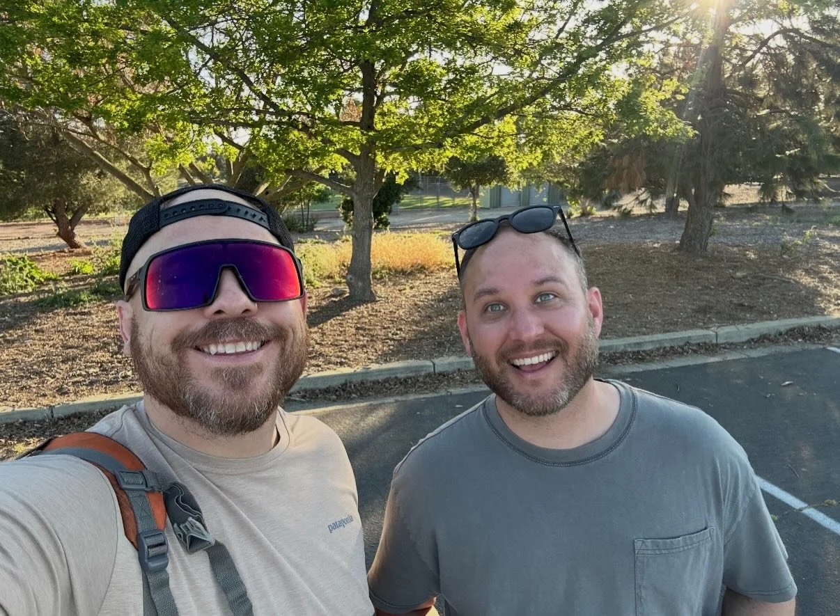 My friend Jory and I were in grad school together. 

Since then, it&rsquo;s been fun keeping on and catching up. Talking &lsquo;shop&rsquo;, and being guys.

The best part - throwing a few frisbee discs together at a course in Livermore, CA recently.