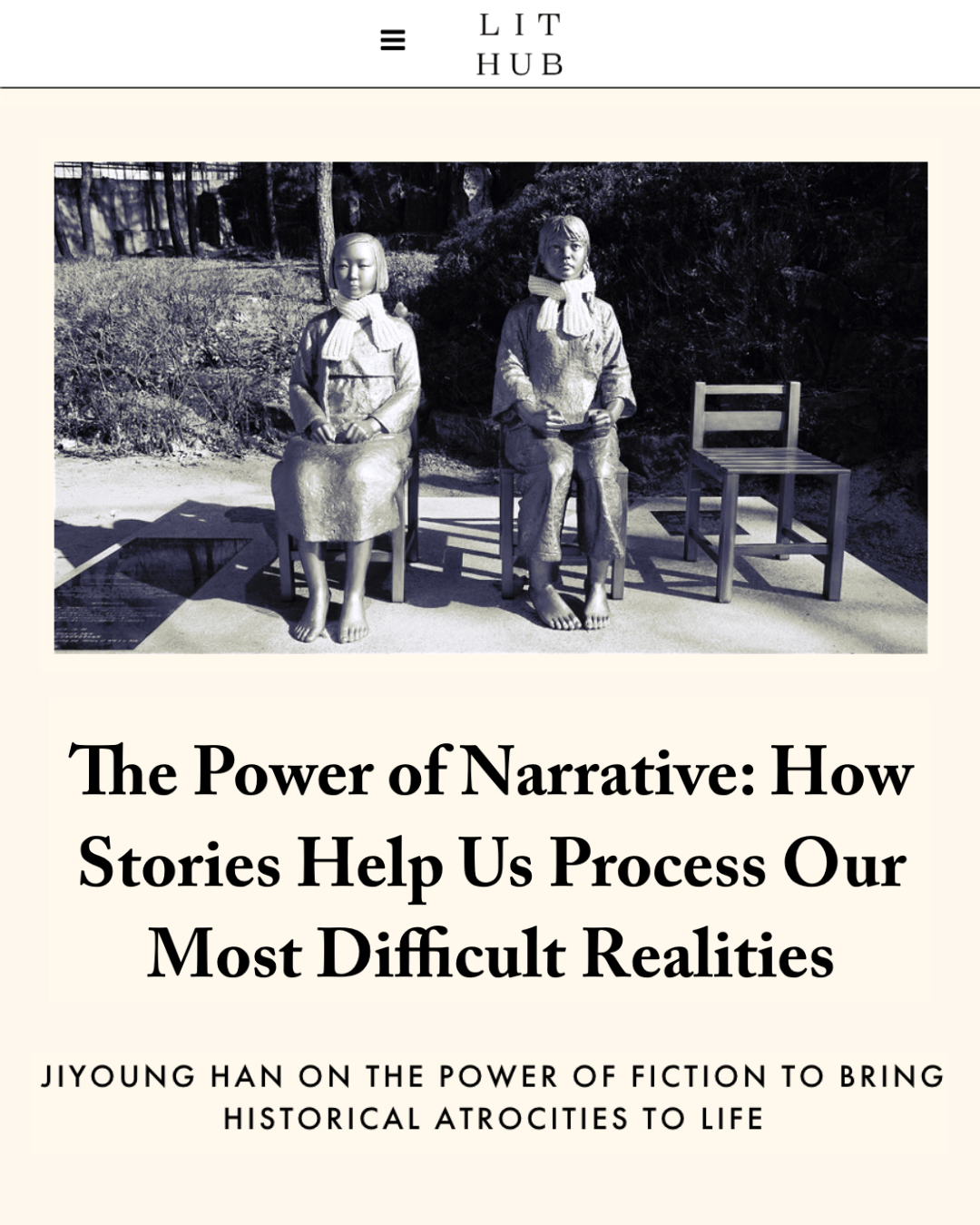 Lit Hub Essay. The Power of Narrative: How Stories Help Us Process Our Most Difficult Realities