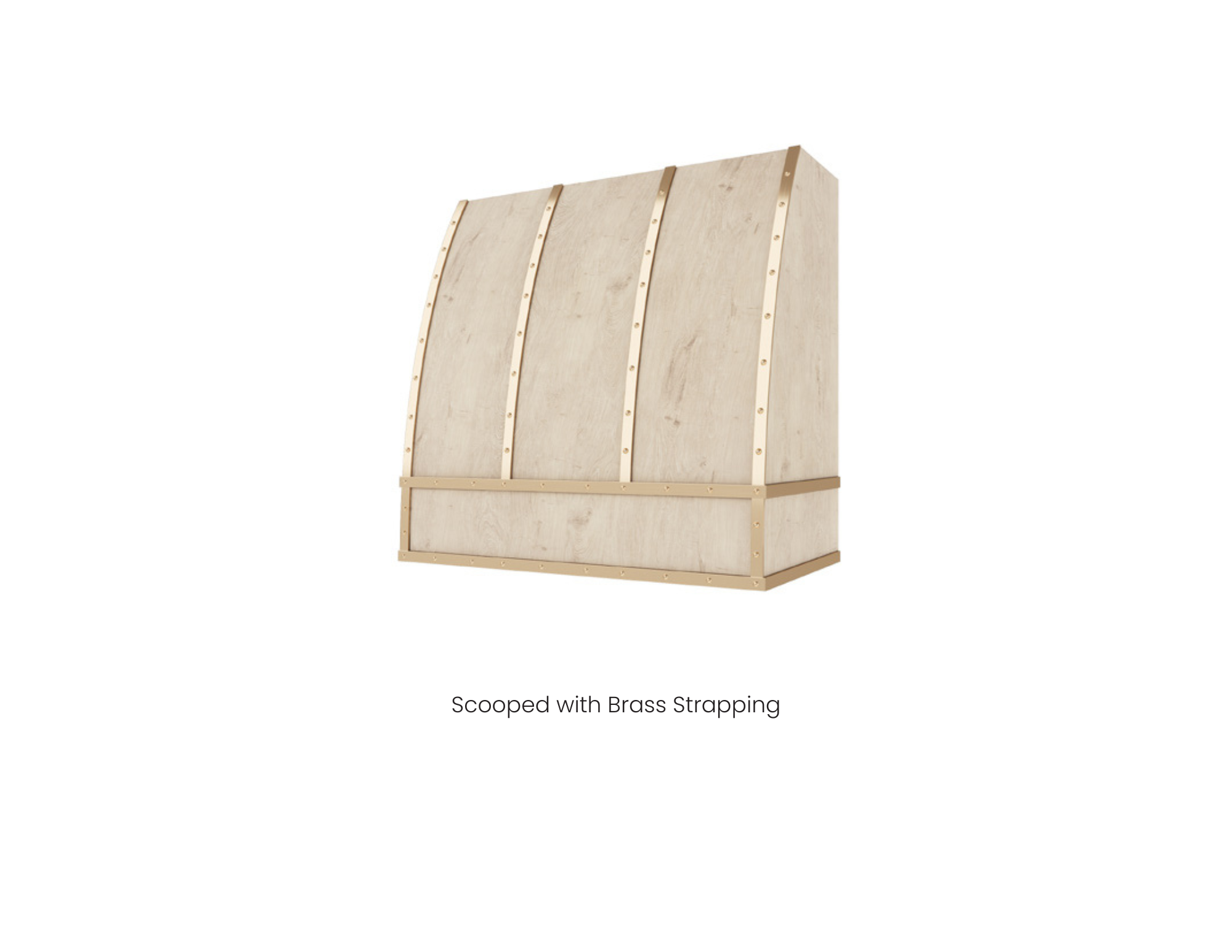 Scooped Vent Hood with Brass Strapping