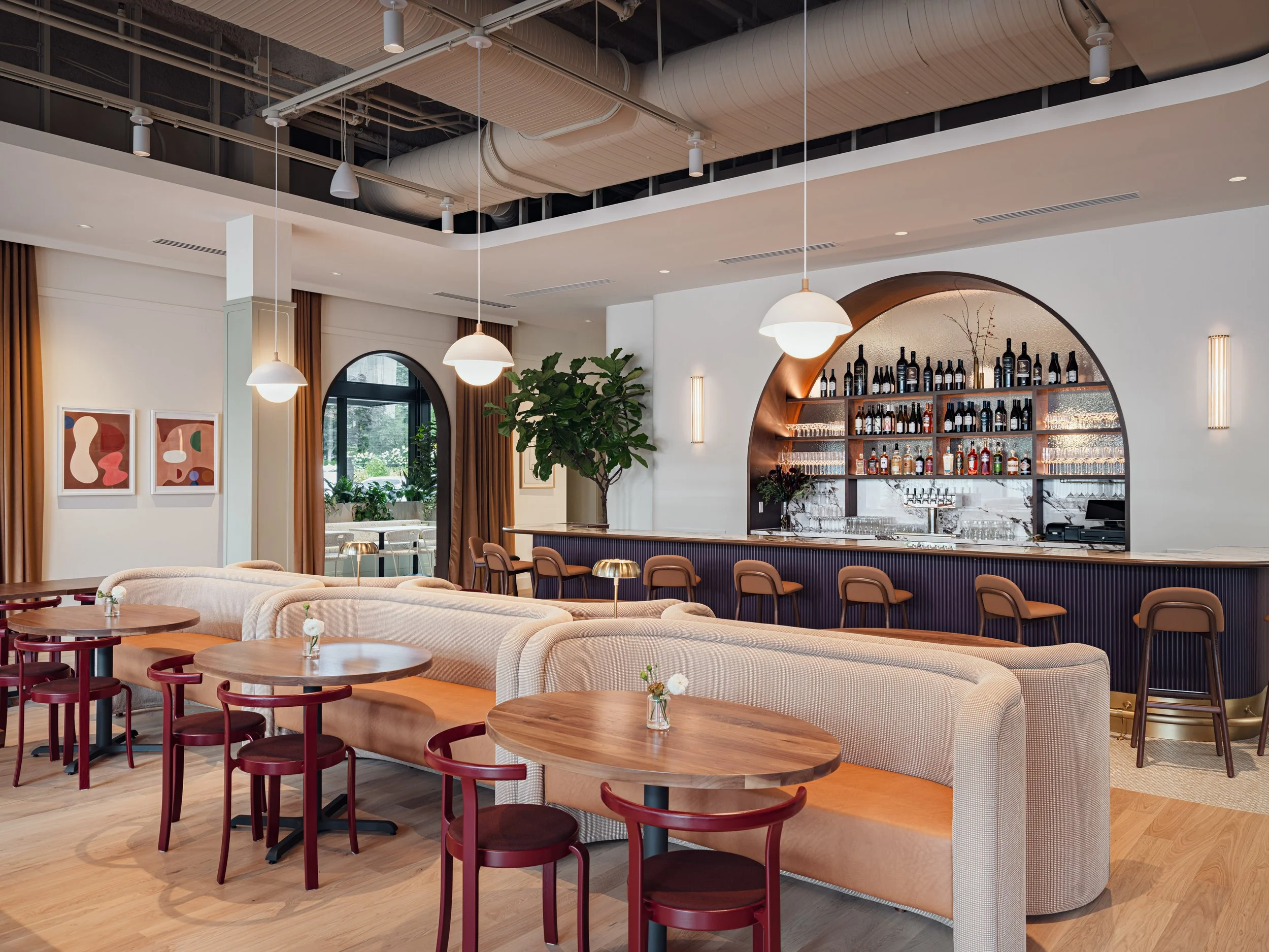 The beautiful main bar and dining area at DeLille En Ville in Seattle's University Village.