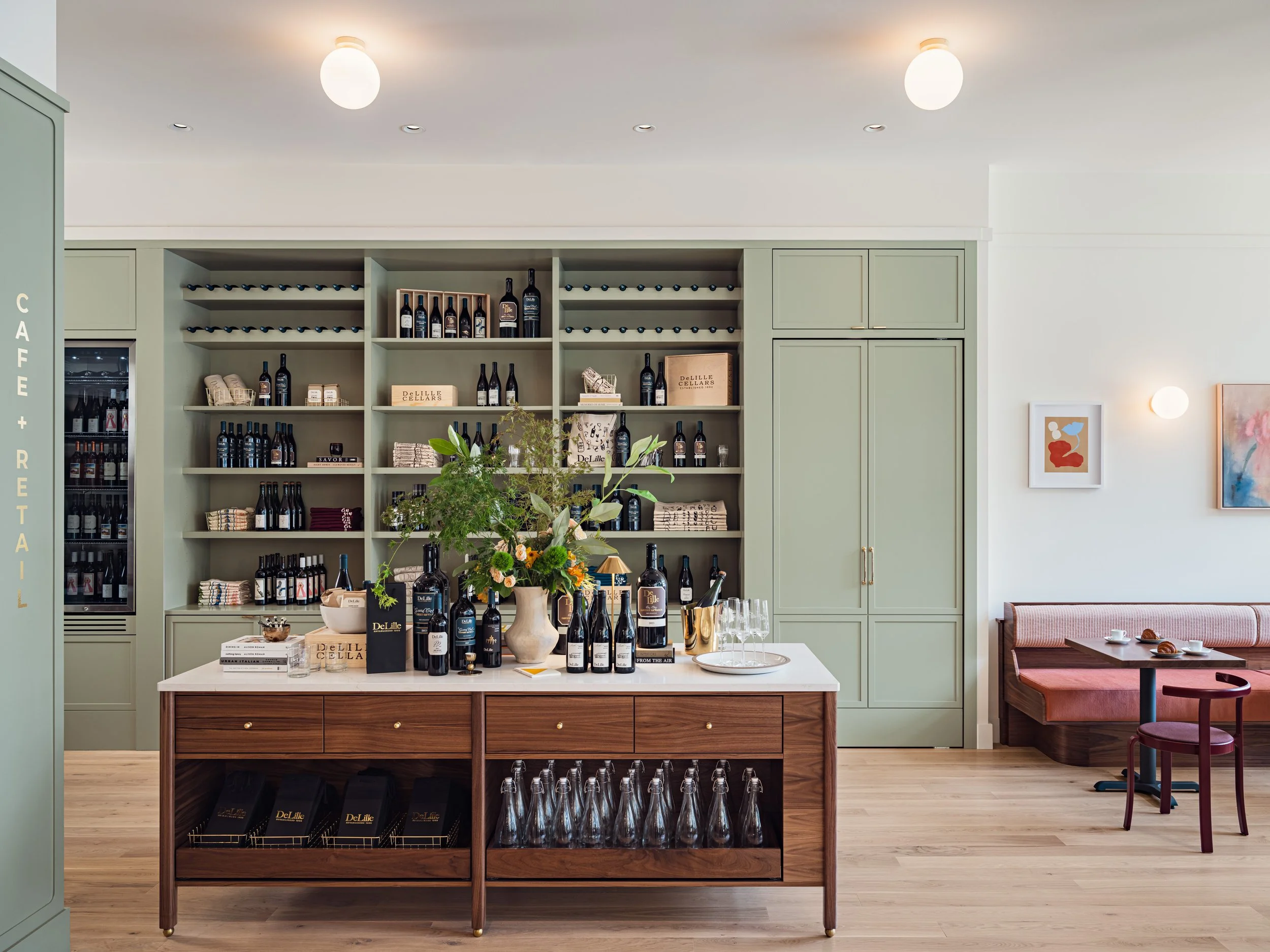 The Cafe, bottle shop and retail area at DeLille En Ville in Seattle's University Village.